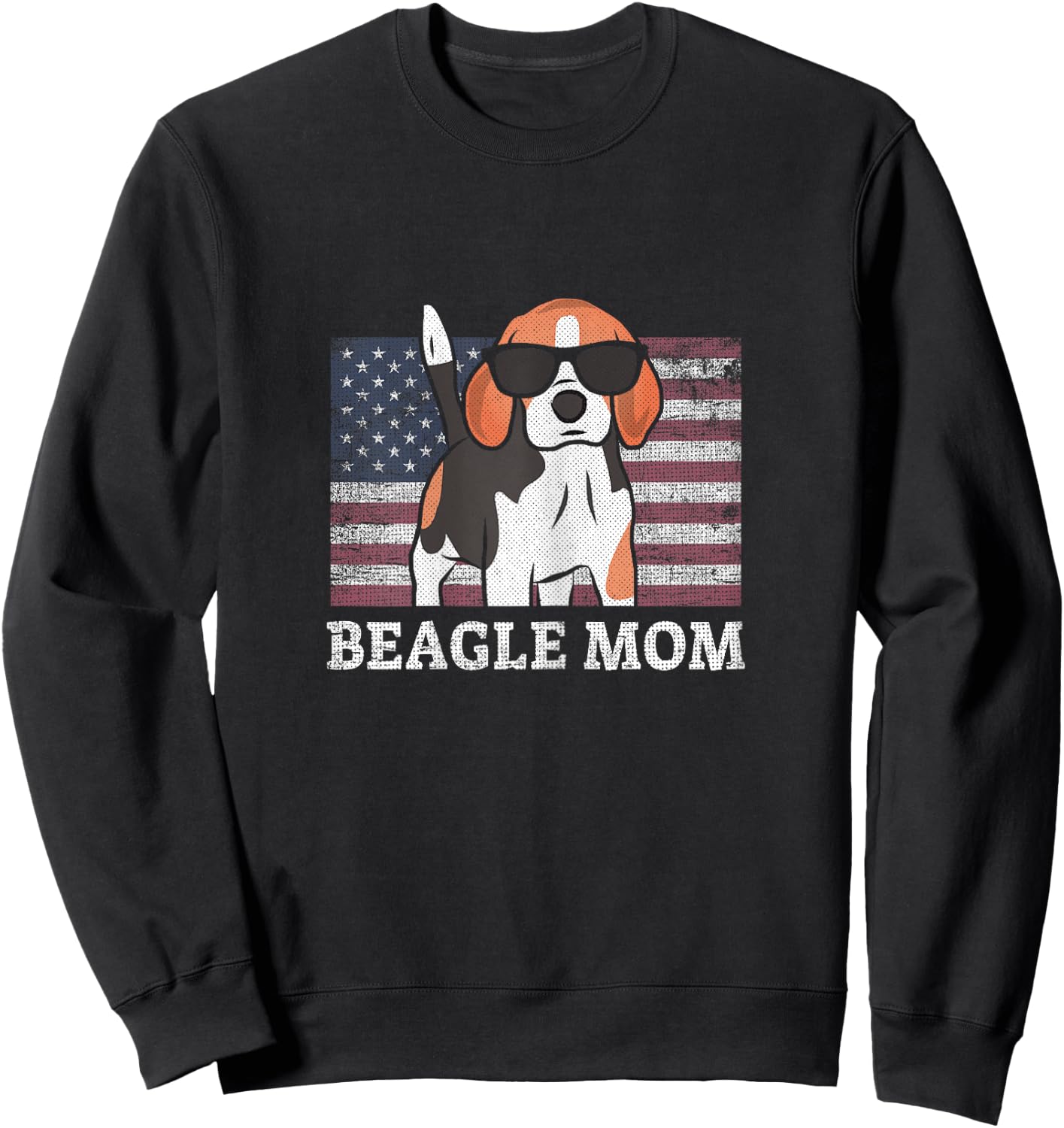 Beagle Mom American Flag 4th of July Patriotic USA Design Women Sweatshirt - Sweatshirt | Black