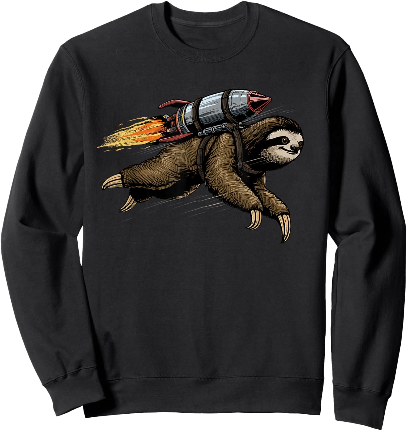 Sloth Shirt Funny Rocket Sloth Lazy Space Traveller Speed Sweatshirt - Sweatshirt | Black