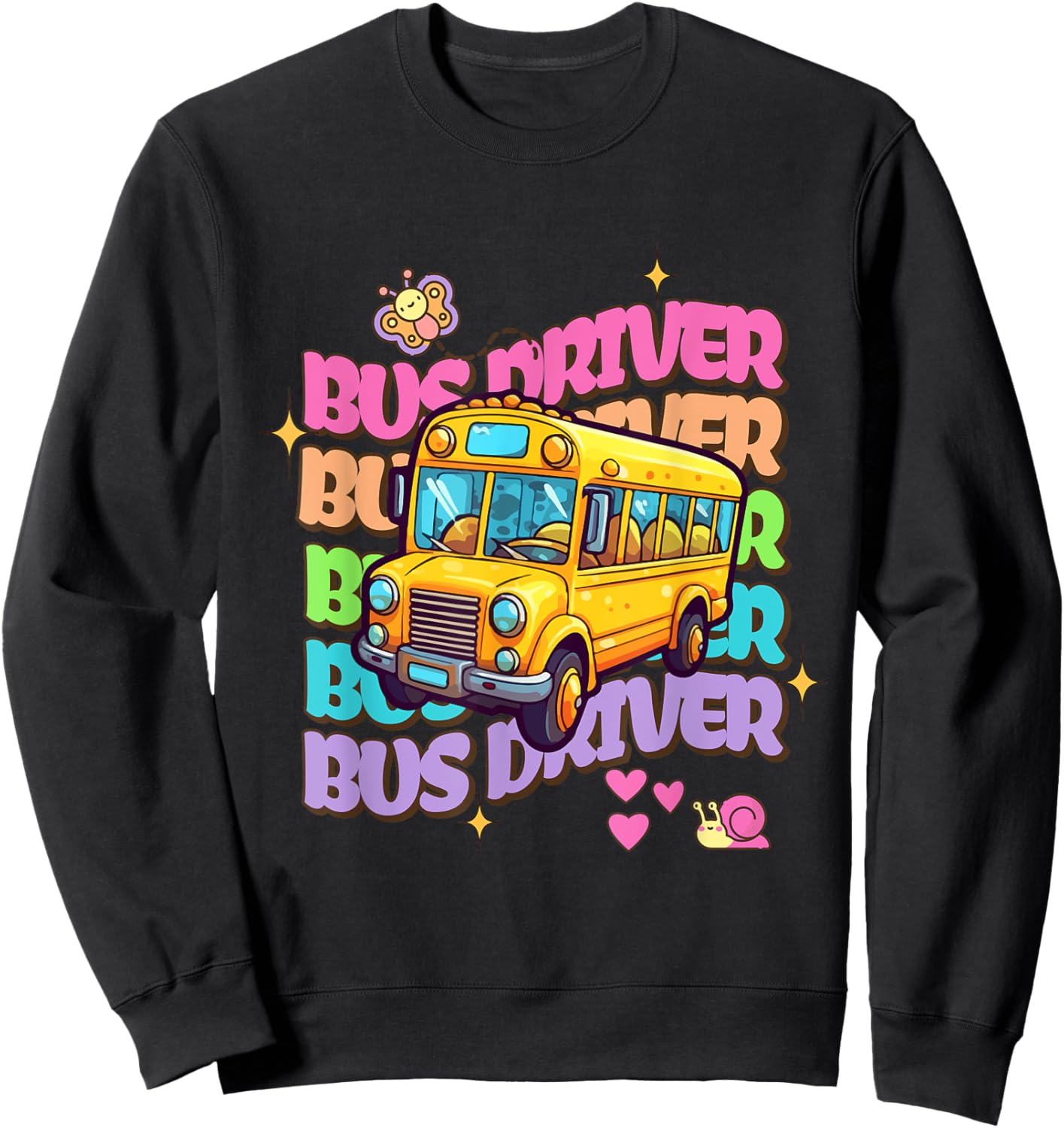 School Bus Driver Groovy Retro Back To School Sweatshirt - Sweatshirt | Black