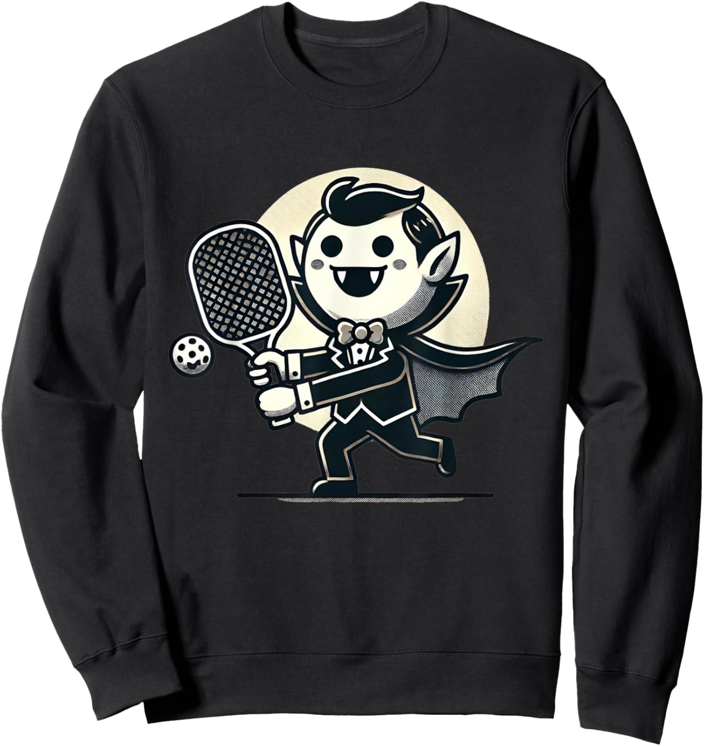 Vampire Pickleball Player Funny Halloween Costume Sports Sweatshirt - Sweatshirt | Black