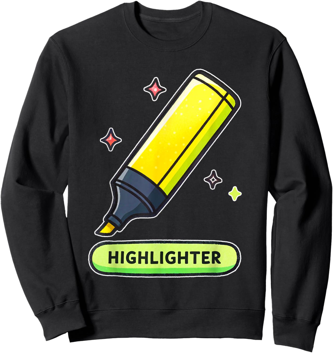 Bright and Fun Highlighter Marker Design Sweatshirt - Sweatshirt | Black