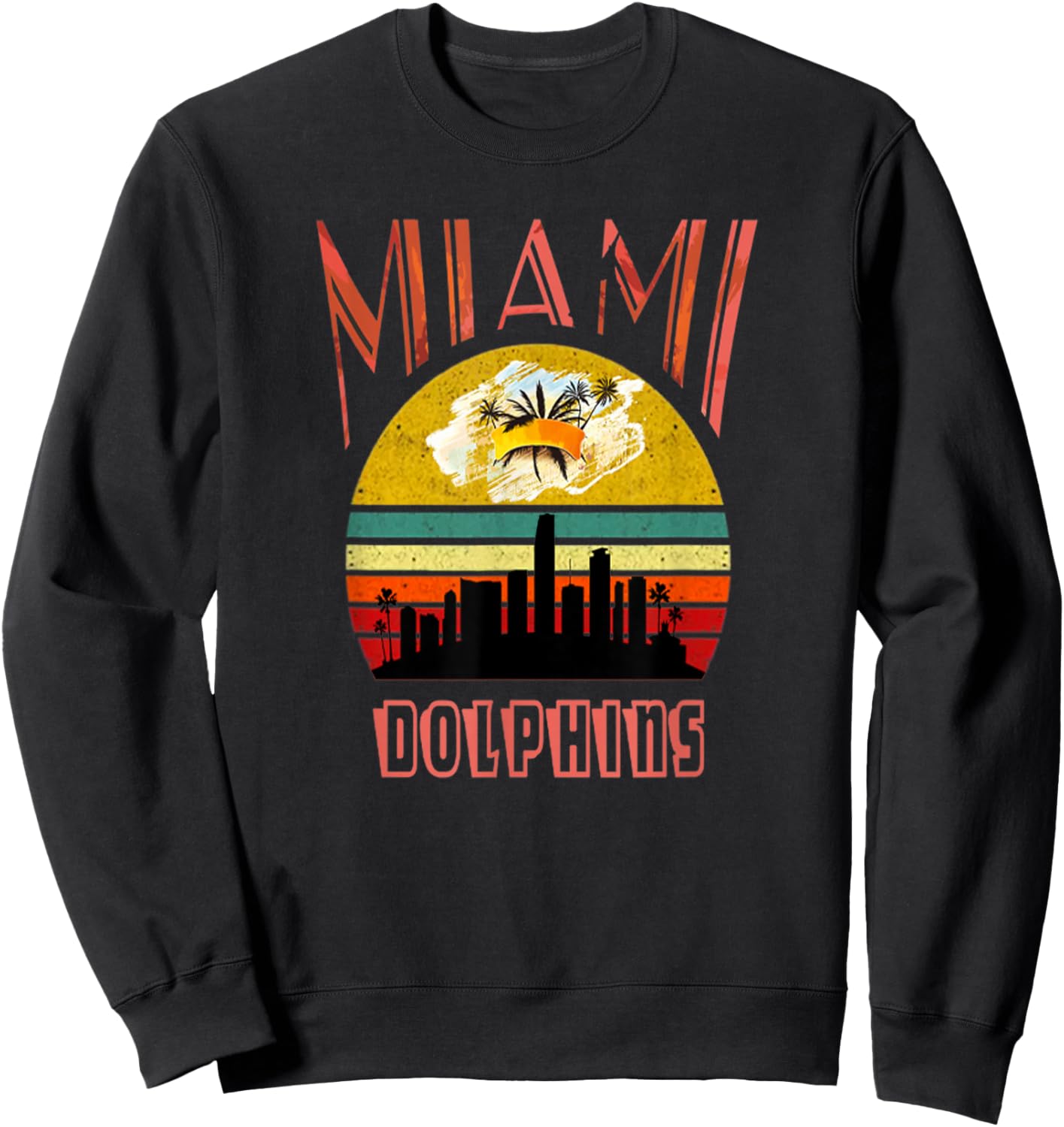 Retro Miami Vintage Dolphin Shirt Miami Area Dolphin Sweatshirt - Sweatshirt | Black