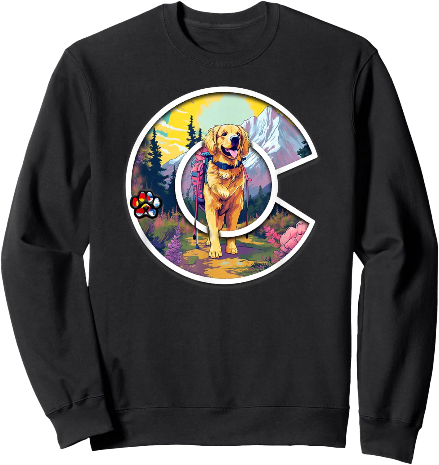Colorado Golden Retriever - Cute Dog - Rocky Mountains Women Kids Sweatshirt - Sweatshirt | Black