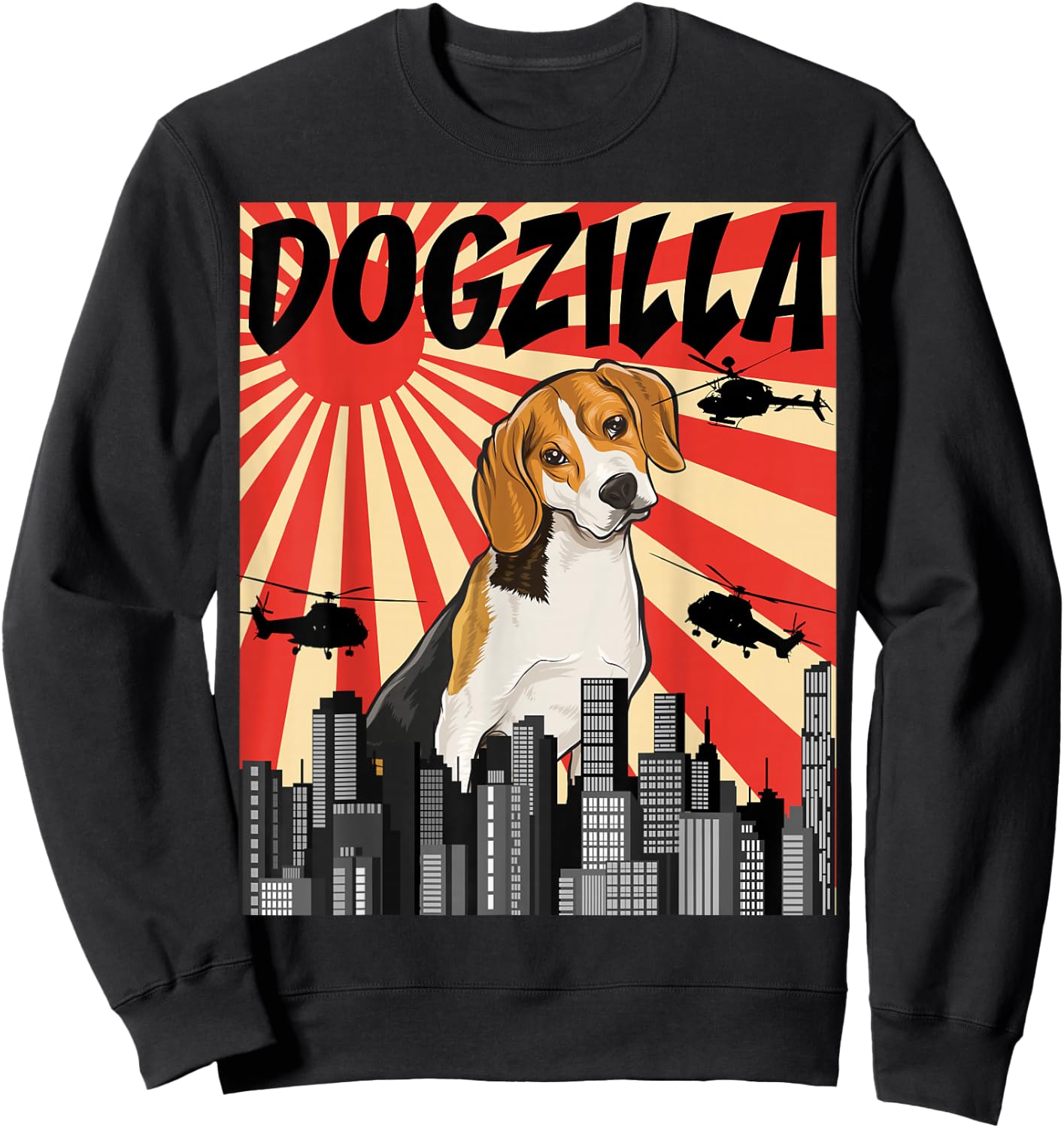 Funny Retro Japanese Dogzilla Beagle Sweatshirt - Sweatshirt | Black