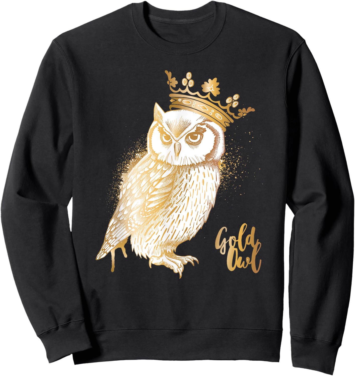 Crowned Golden Owl King Owl lovers Sweatshirt - Sweatshirt | Black