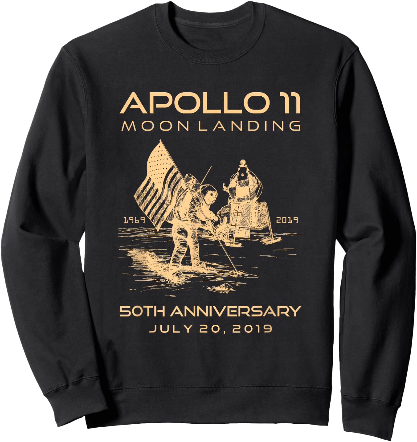 Apollo 11 Moon Landing 50th Anniversary Space 1969 2019 July Sweatshirt - Sweatshirt | Black