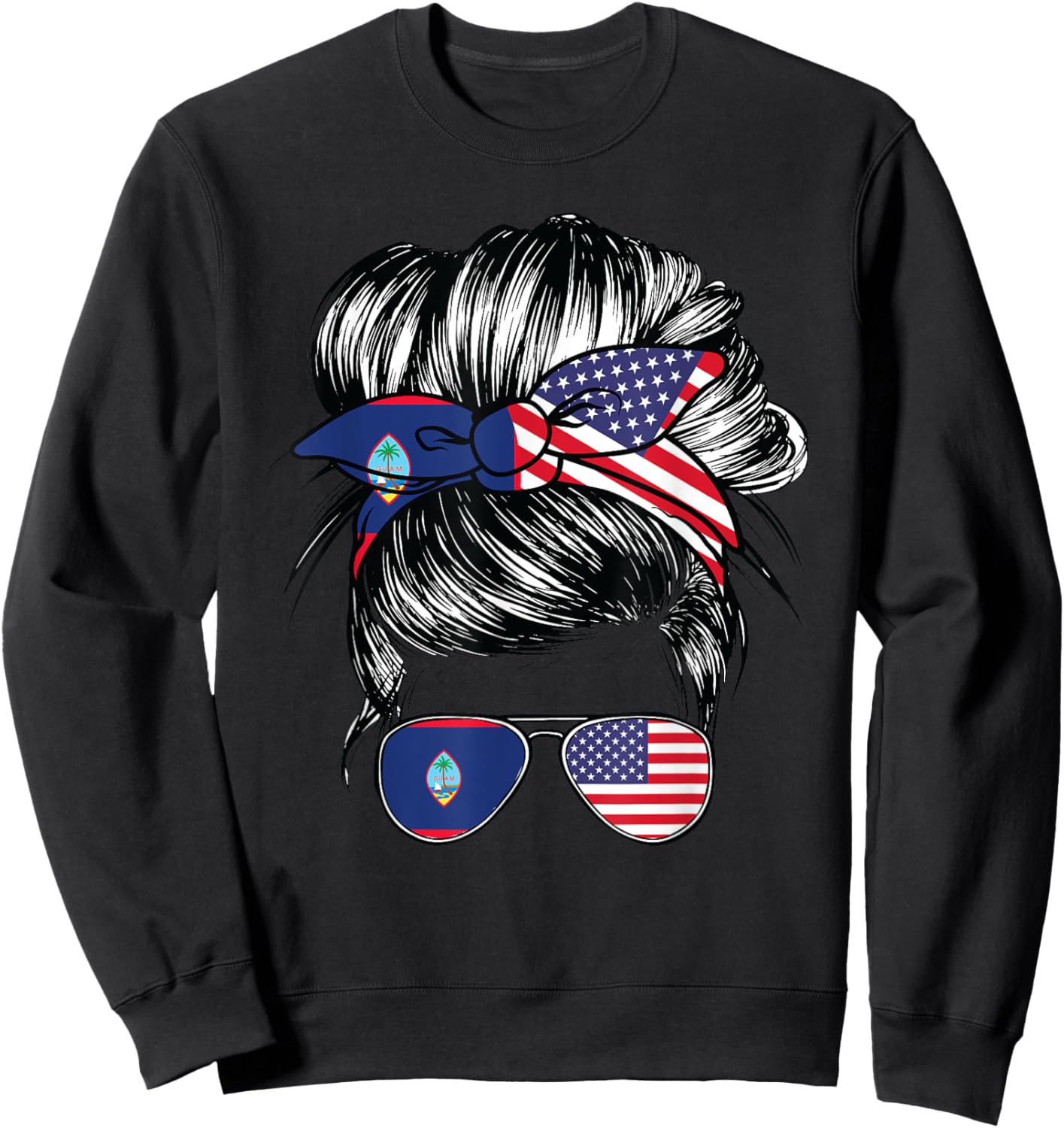 Guam Flag Guamanian Women American USA Heritage Guam Sweatshirt - Sweatshirt | Black