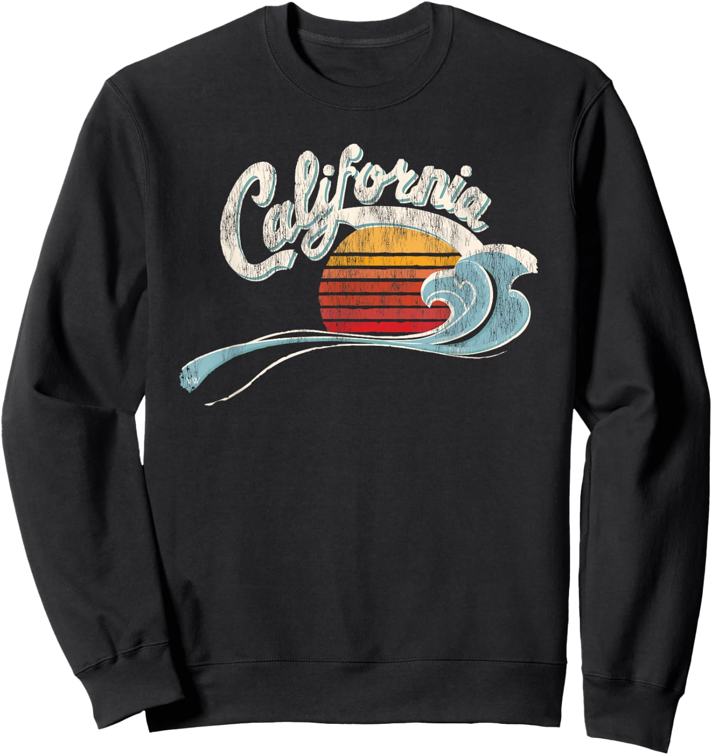 Vintage Surfer - 70's Graphic Sunset - California Sweatshirt - Sweatshirt | Black
