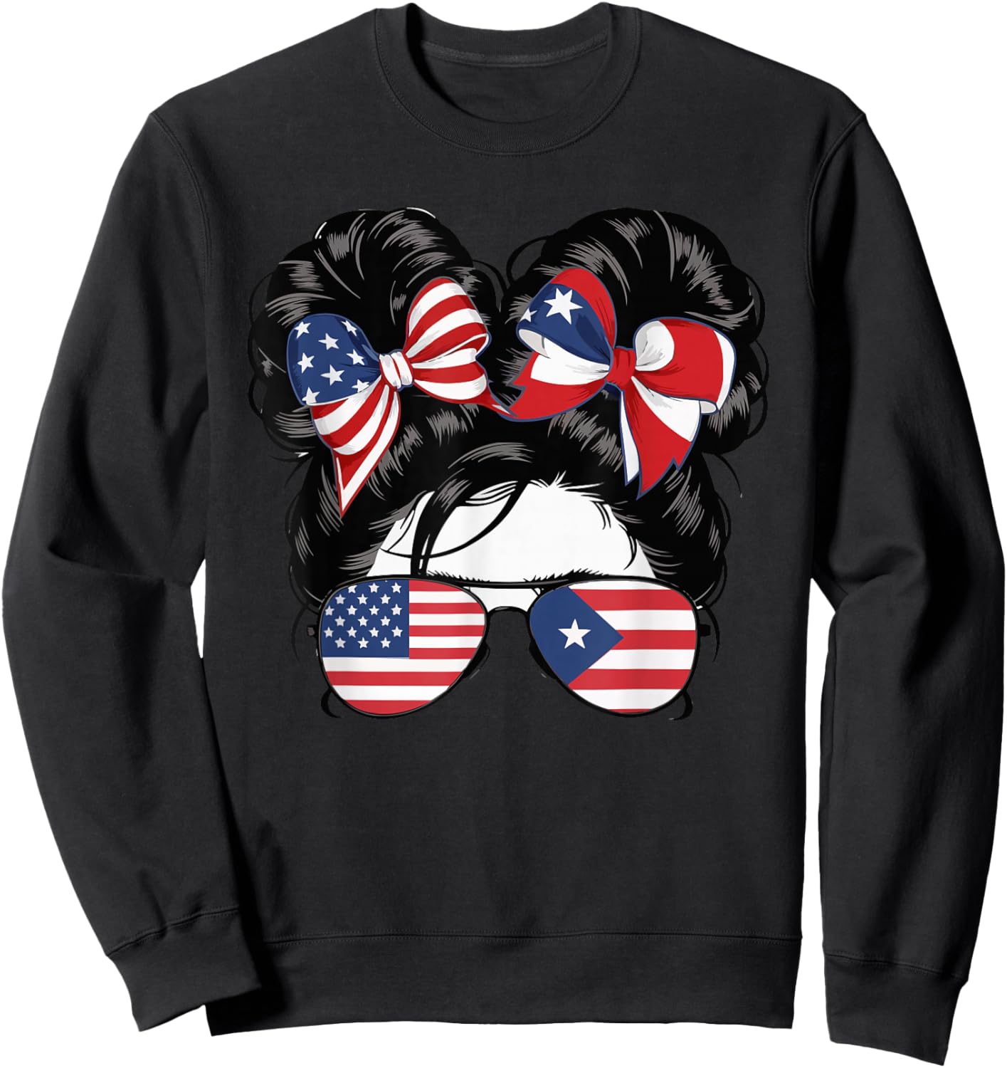 Half Puerto Rican Half American USA Flag Puerto Rico Sweatshirt - Sweatshirt | Black
