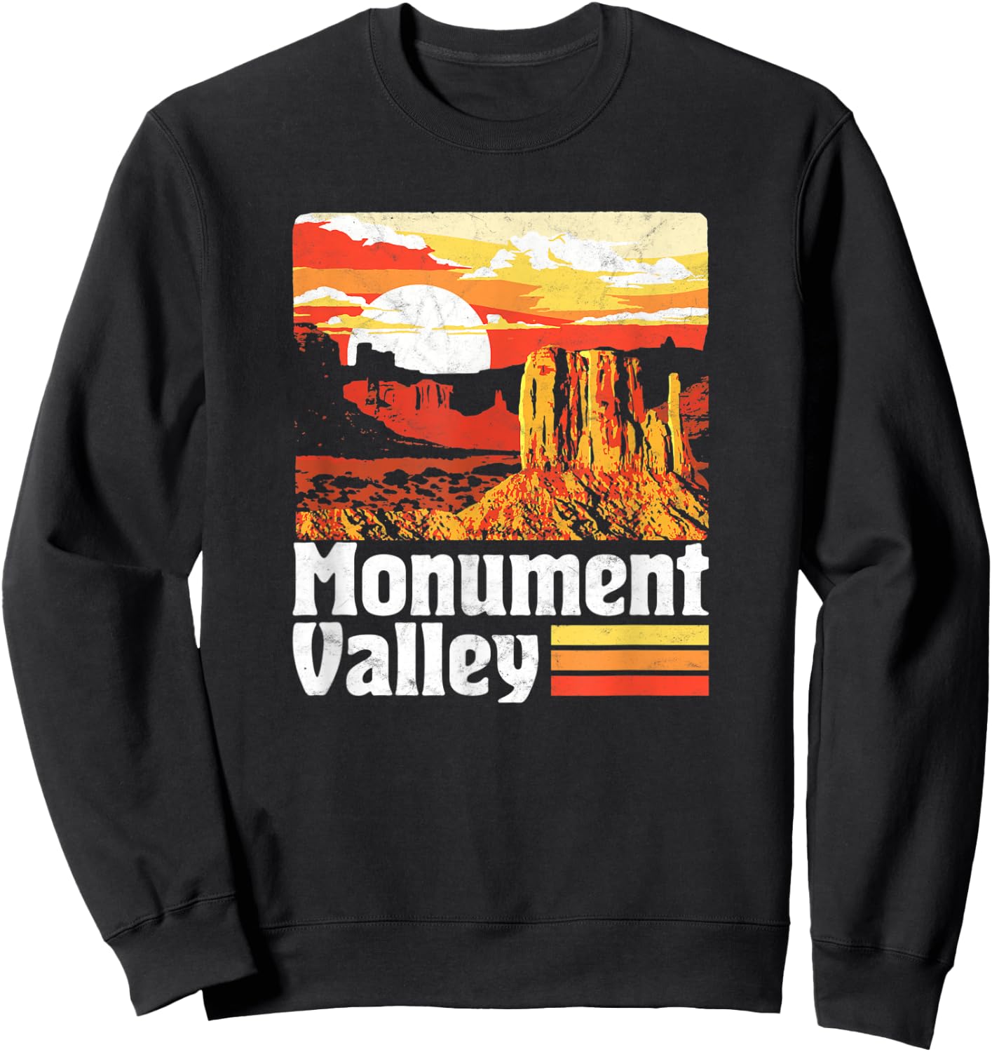 Monument Valley Vintage Sunset 80s Retro Distressed Sweatshirt - Sweatshirt | Black