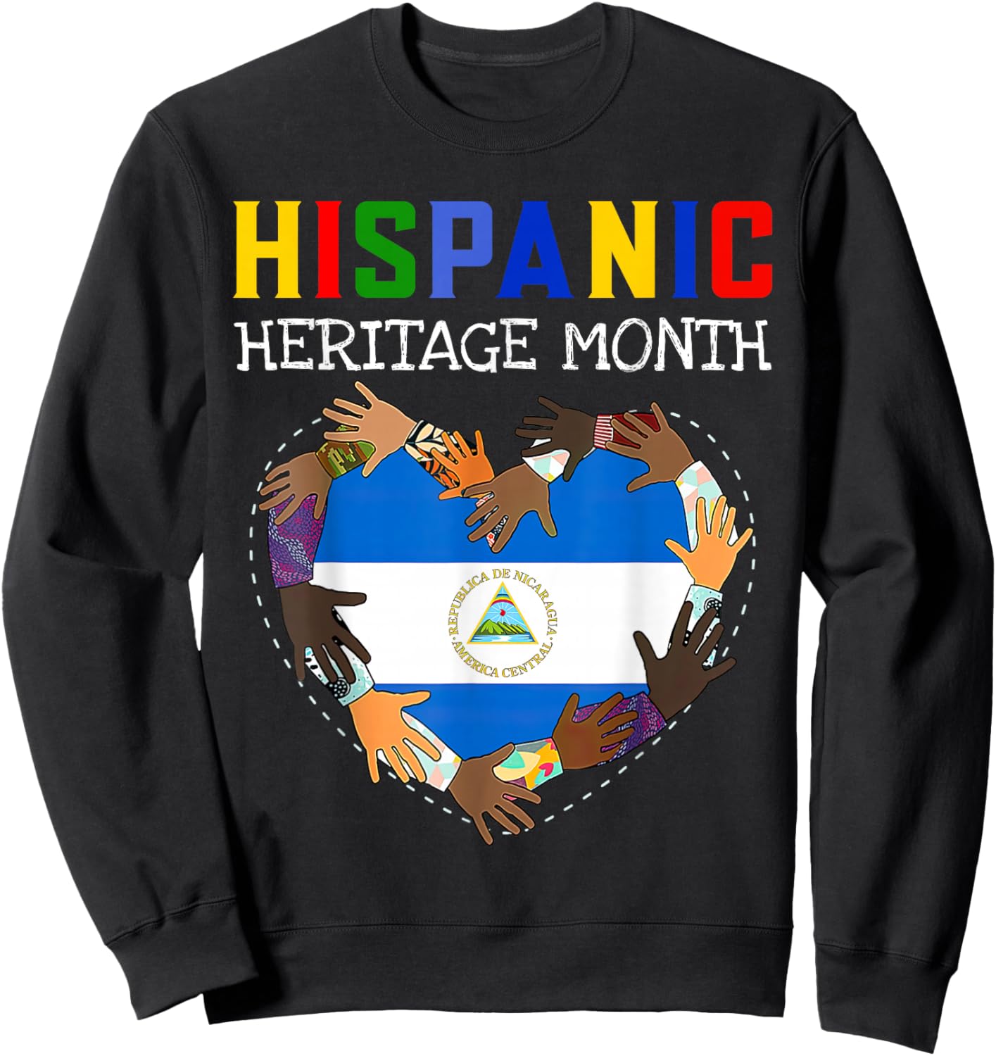 Hispanic Heritage Month Nicaragua Kids Boys Girls Sweatshirt - Sweatshirt | Black