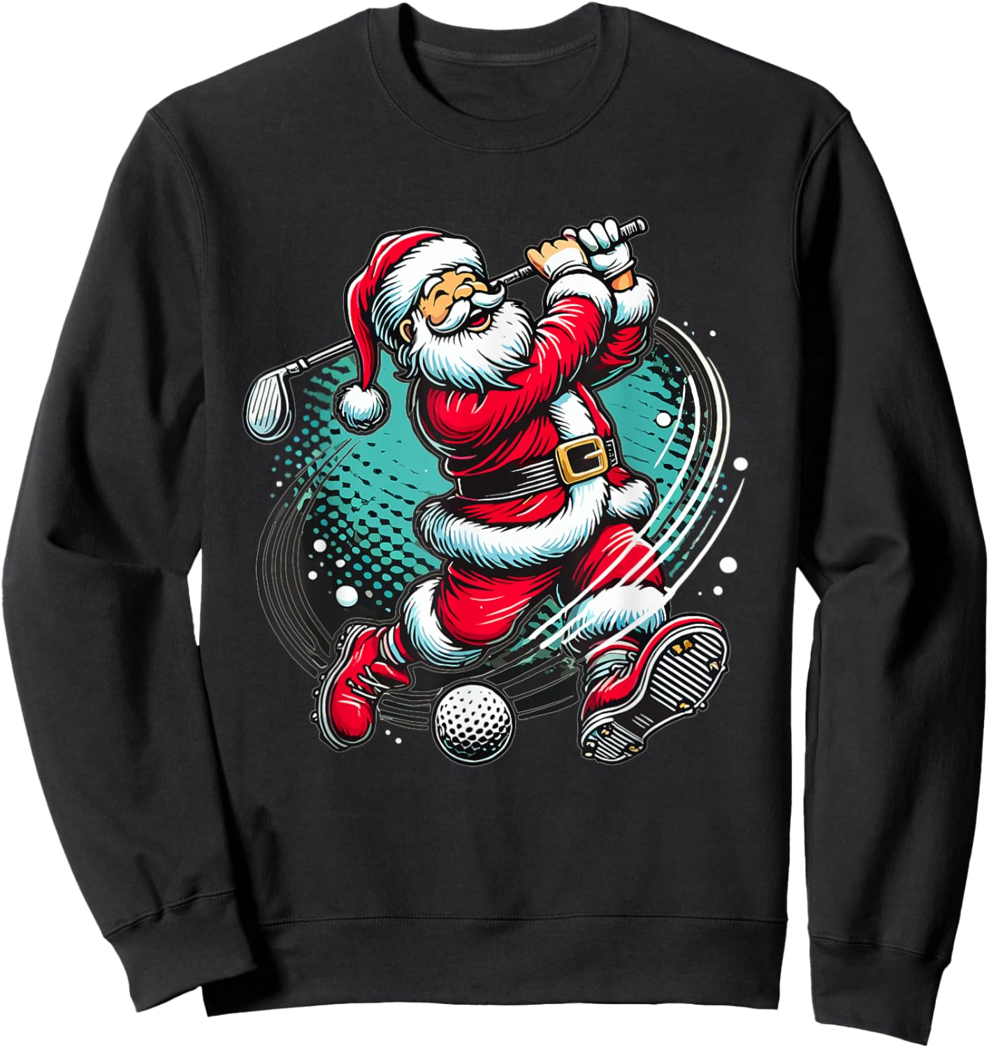 Santa Claus Playing Golf Christmas Golfer Xmas Sweatshirt - Sweatshirt | Black