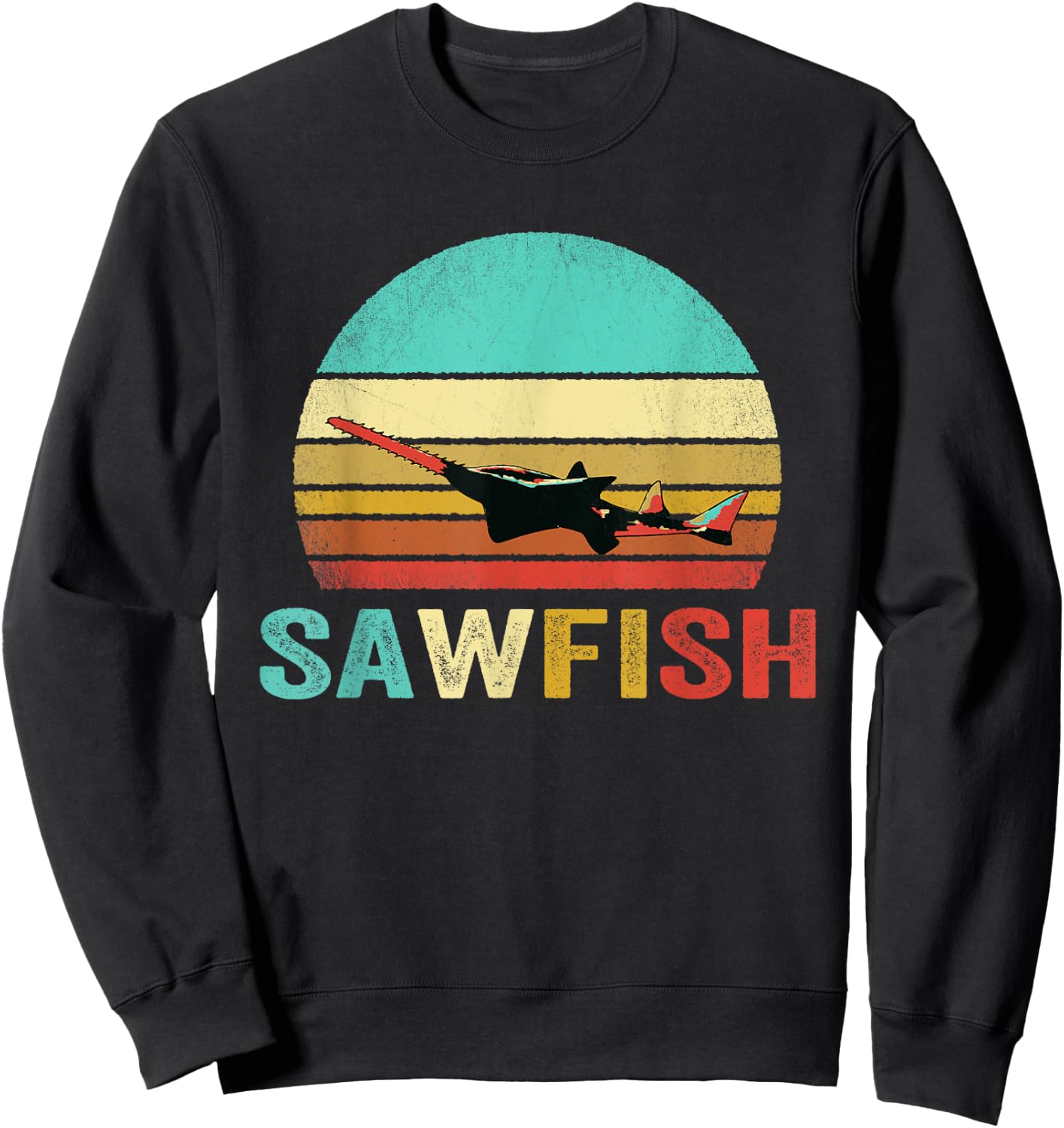 Vintage Sawfish Shirt Sunset Sweatshirt - Sweatshirt | Black