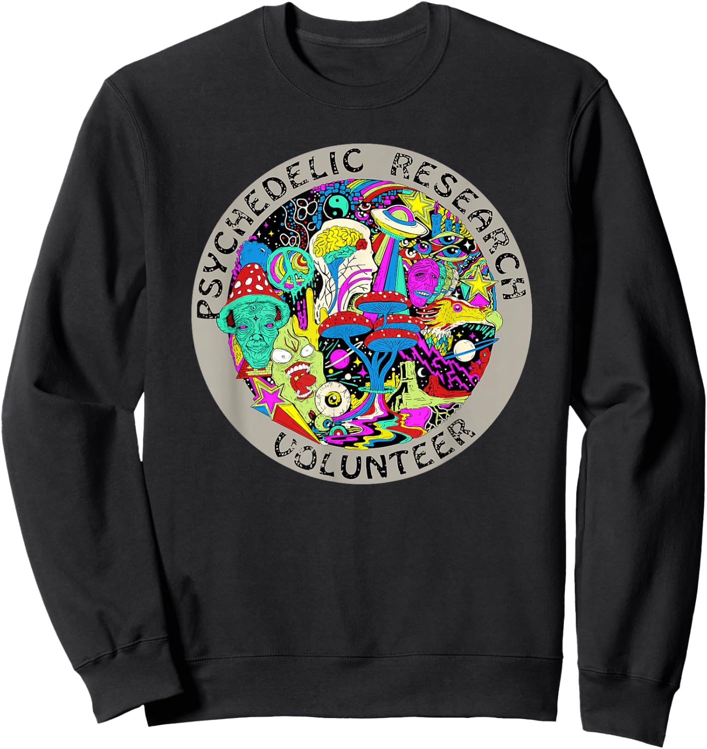Psychedelic Mushroom Trip Gift - Psychedelic Research Gift Small Sweatshirt - Sweatshirt | Black