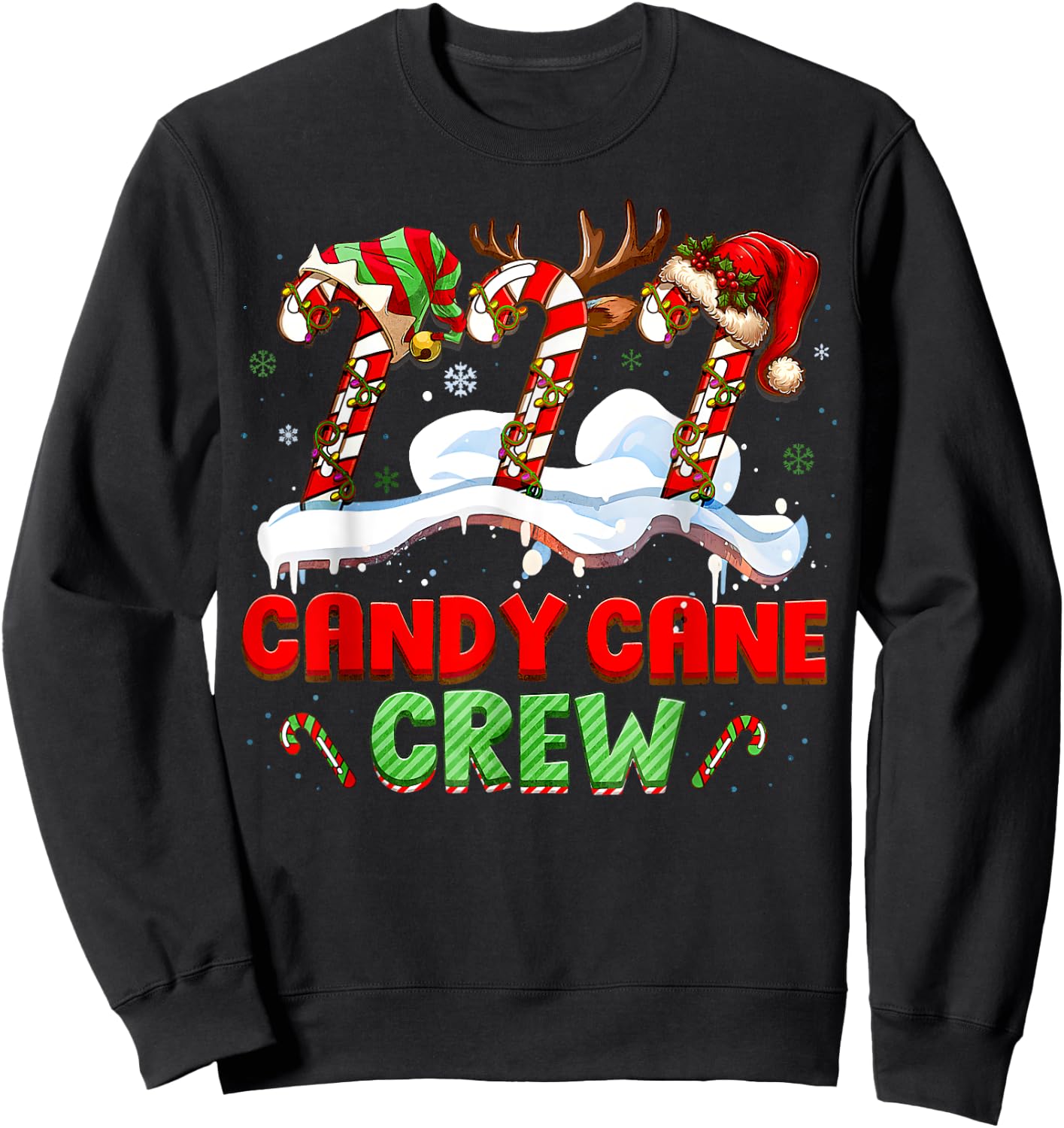 Candy Cane Crew Funny Christmas Candy Lover Xmas Kids Sweatshirt - Sweatshirt | Black