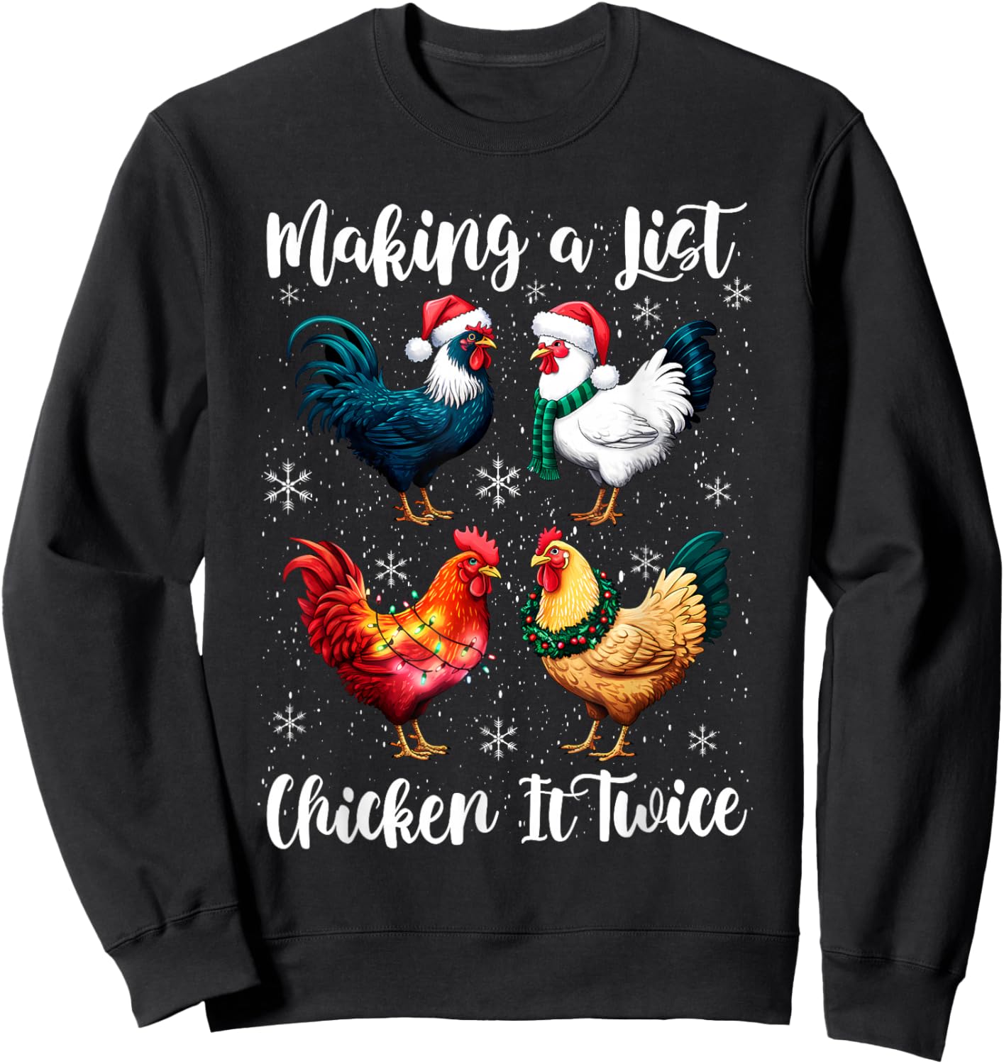 Christmas Chicken Lover Xmas Santa Hat Funny Farm Sweatshirt - Sweatshirt | Black