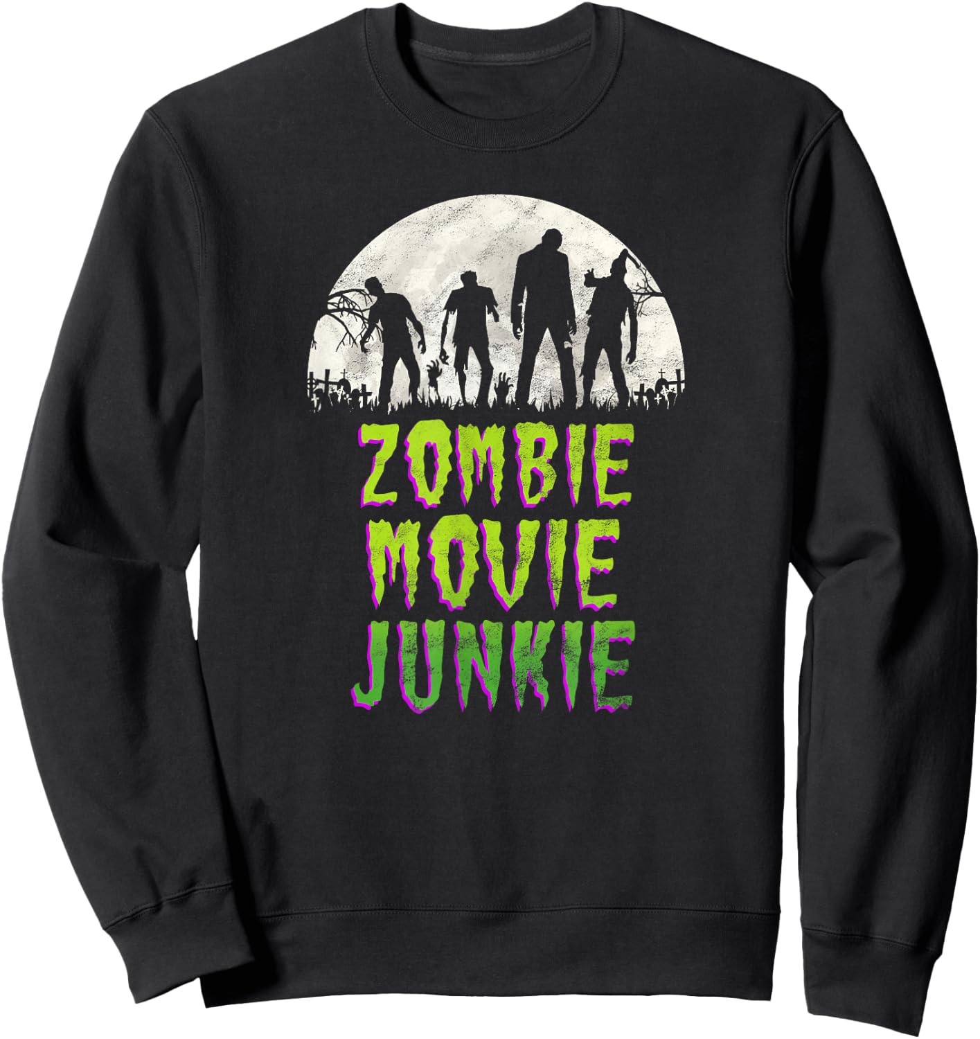 Vintage Horror Zombie Movie Junkie Retro 80s Films Sweatshirt - Sweatshirt | Black