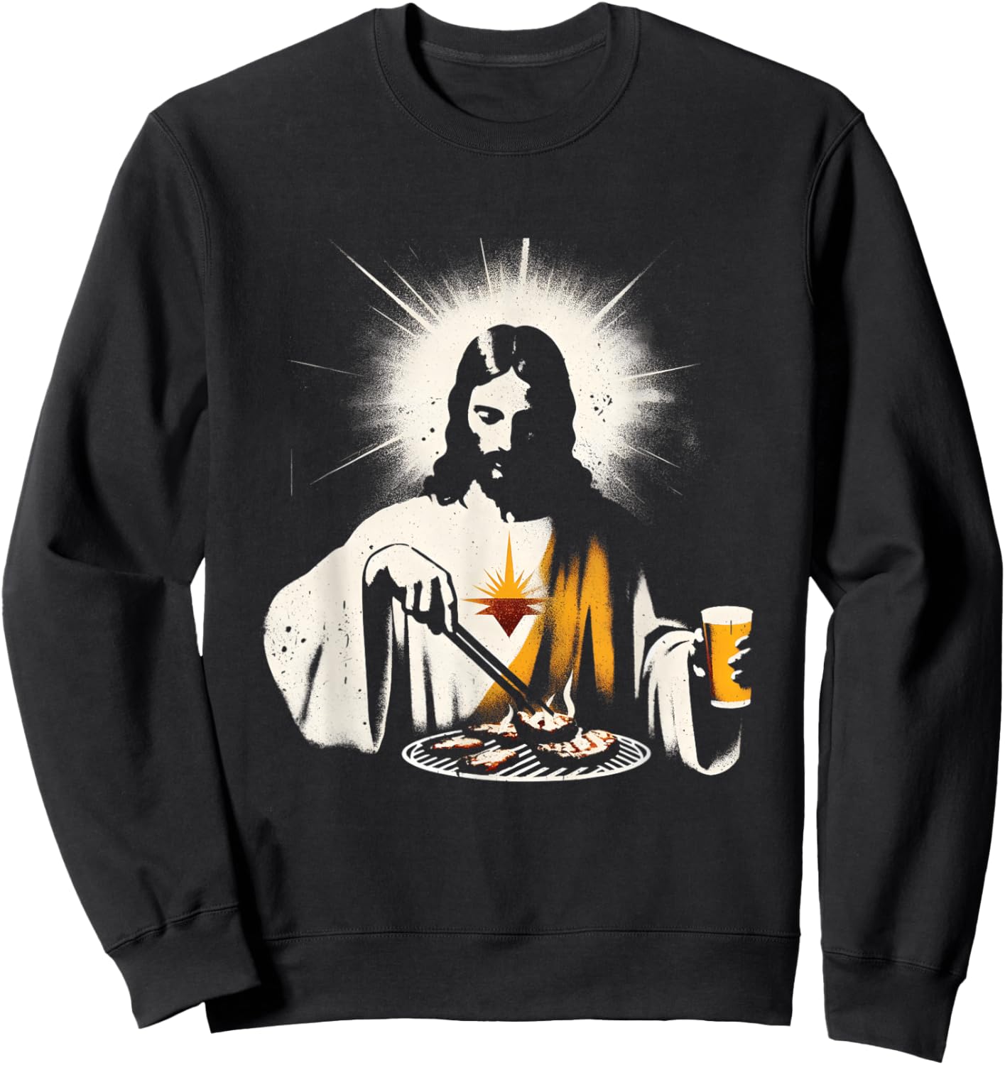 Jesus BBQ And Beer - Funny Christian Religious Barbecue Sweatshirt - Sweatshirt | Black
