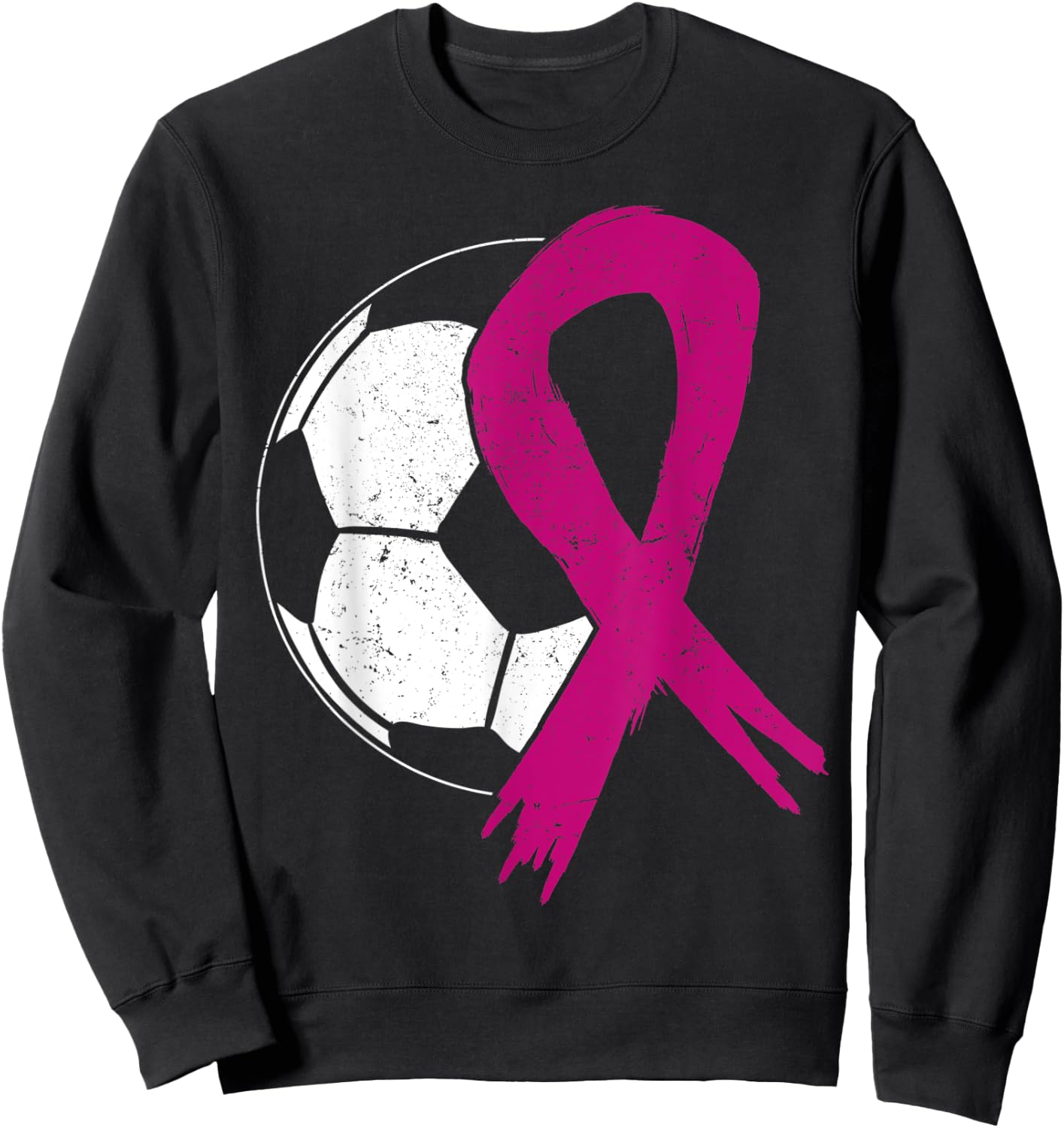 Breast Cancer Soccer Ball Pink Ribbon Carcinomas Sport Kick Sweatshirt - Sweatshirt | Black