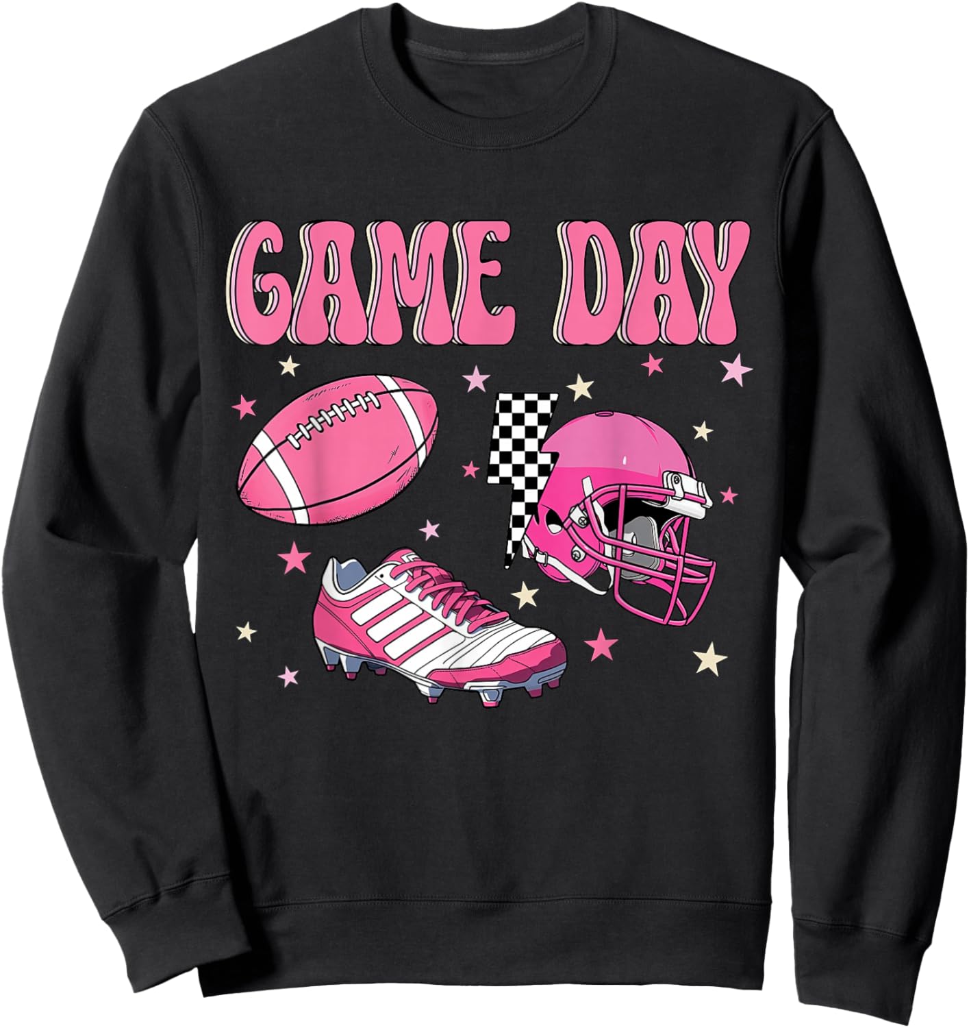 Pink Football Game Day Jersey - Sporty Fan Apparel Sweatshirt - Sweatshirt | Black
