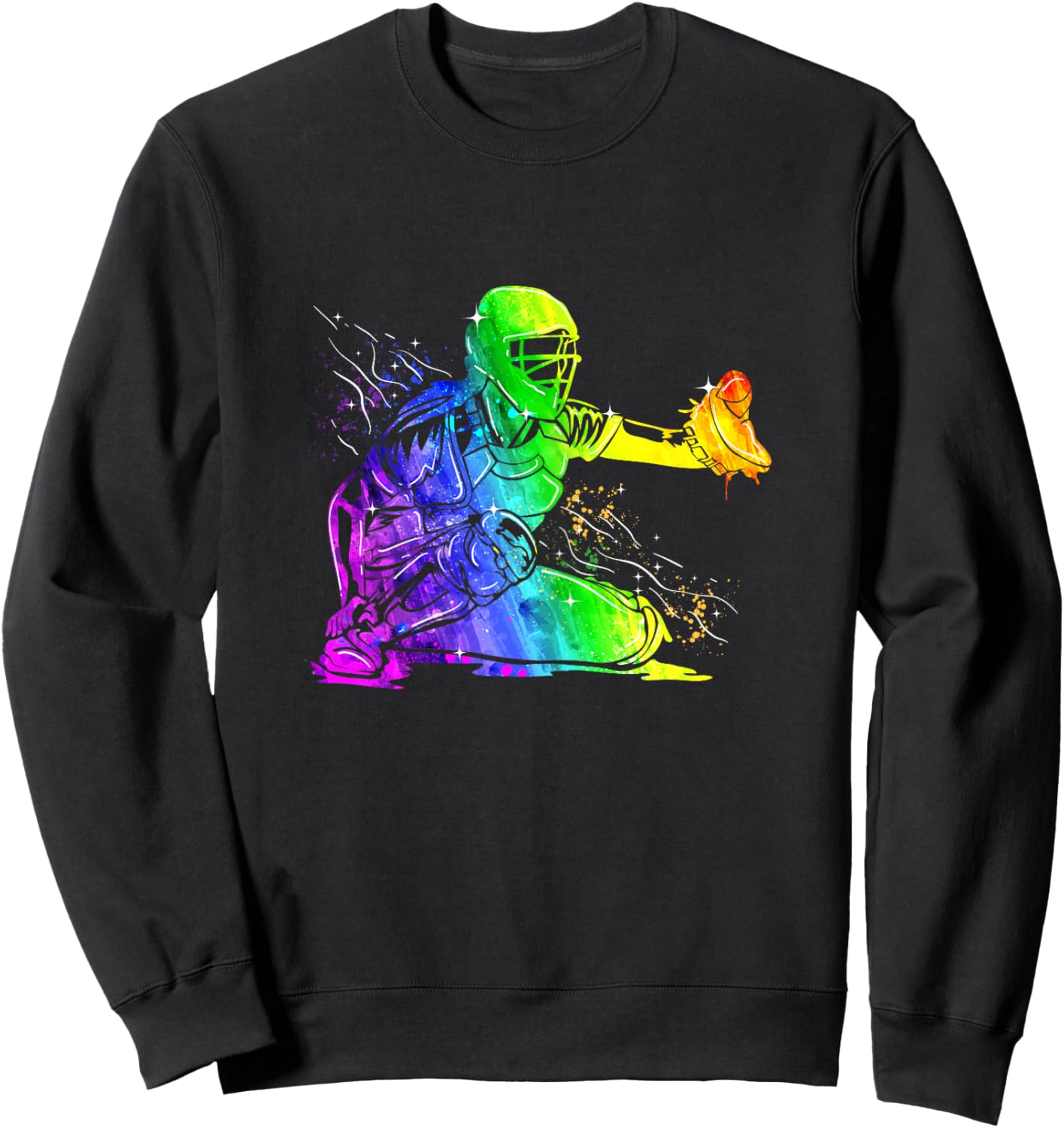Softball Catcher Sports Design- Women Girls Softball Player Sweatshirt - Sweatshirt | Black
