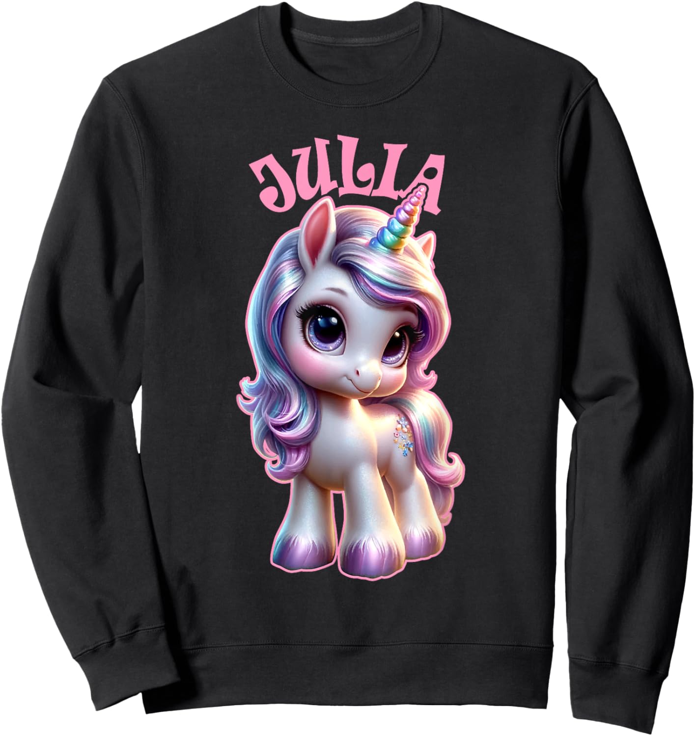 Julia Cute Unicorn Design for Girls Name Julia Sweatshirt - Sweatshirt | Black