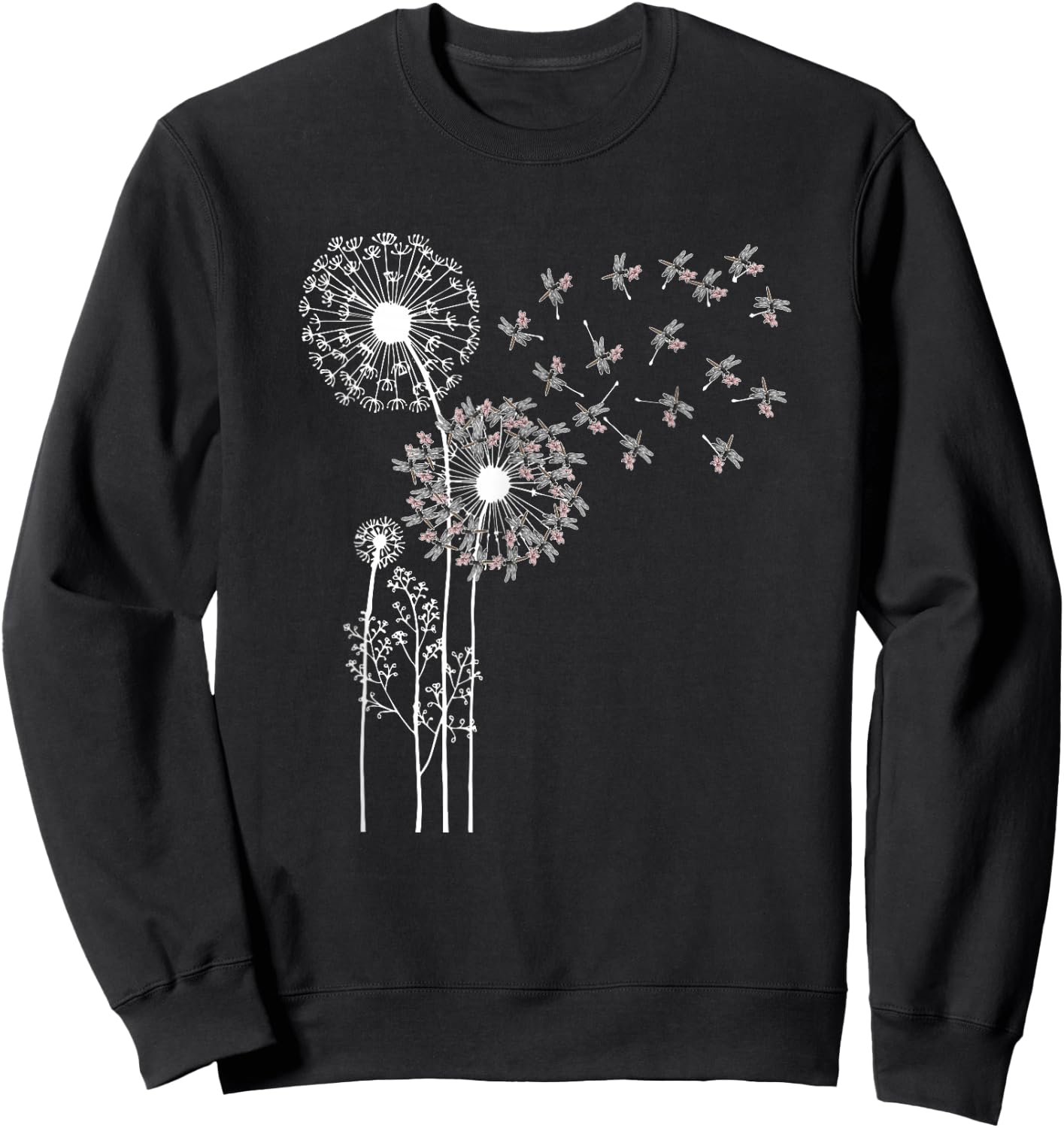 Forest Animal Insect Dandelion Dragonfly Sweatshirt - Sweatshirt | Black