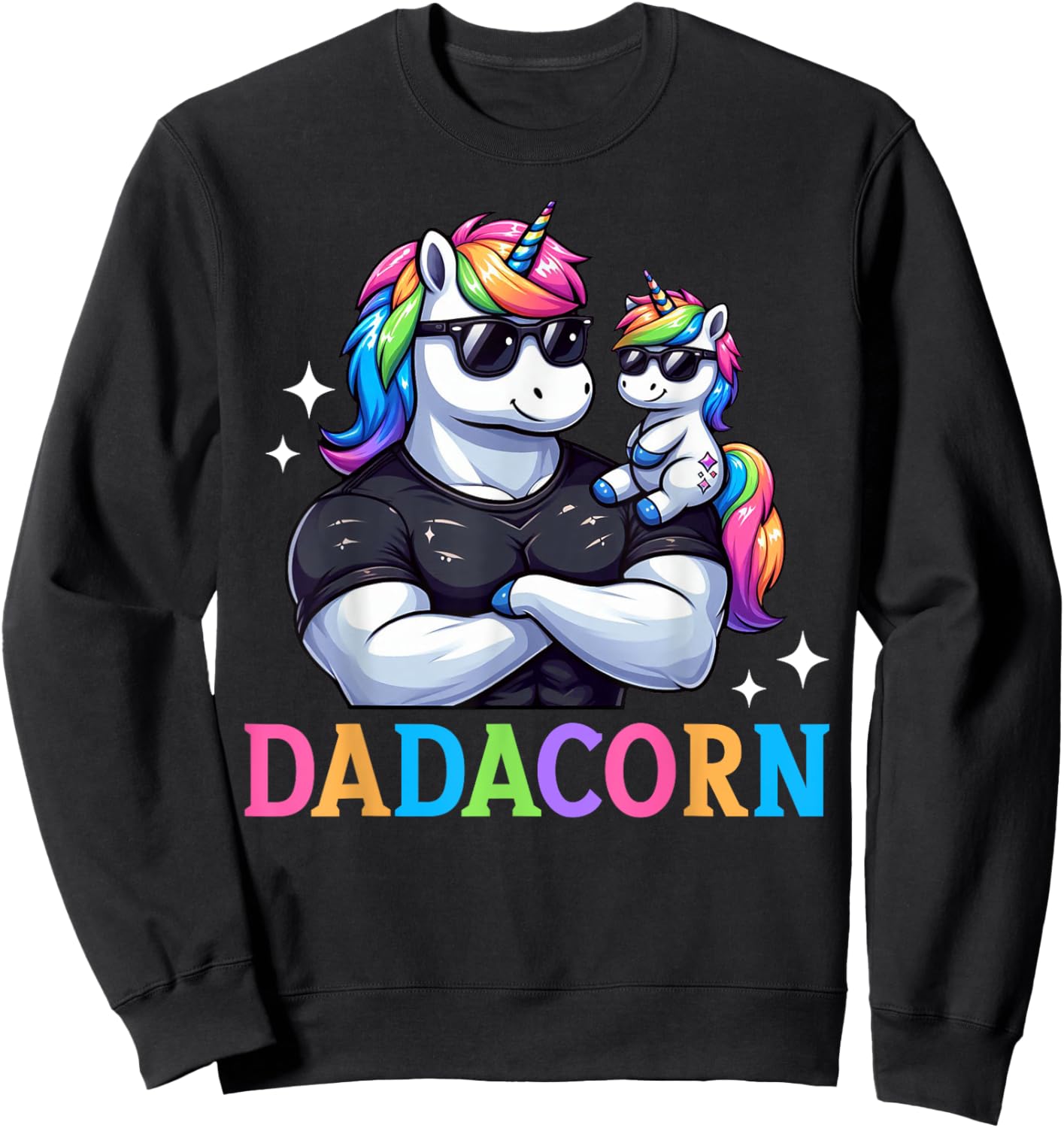 Dadacorn Unicorn Dad Papa Father's Day Daughter Sweatshirt - Sweatshirt | Black