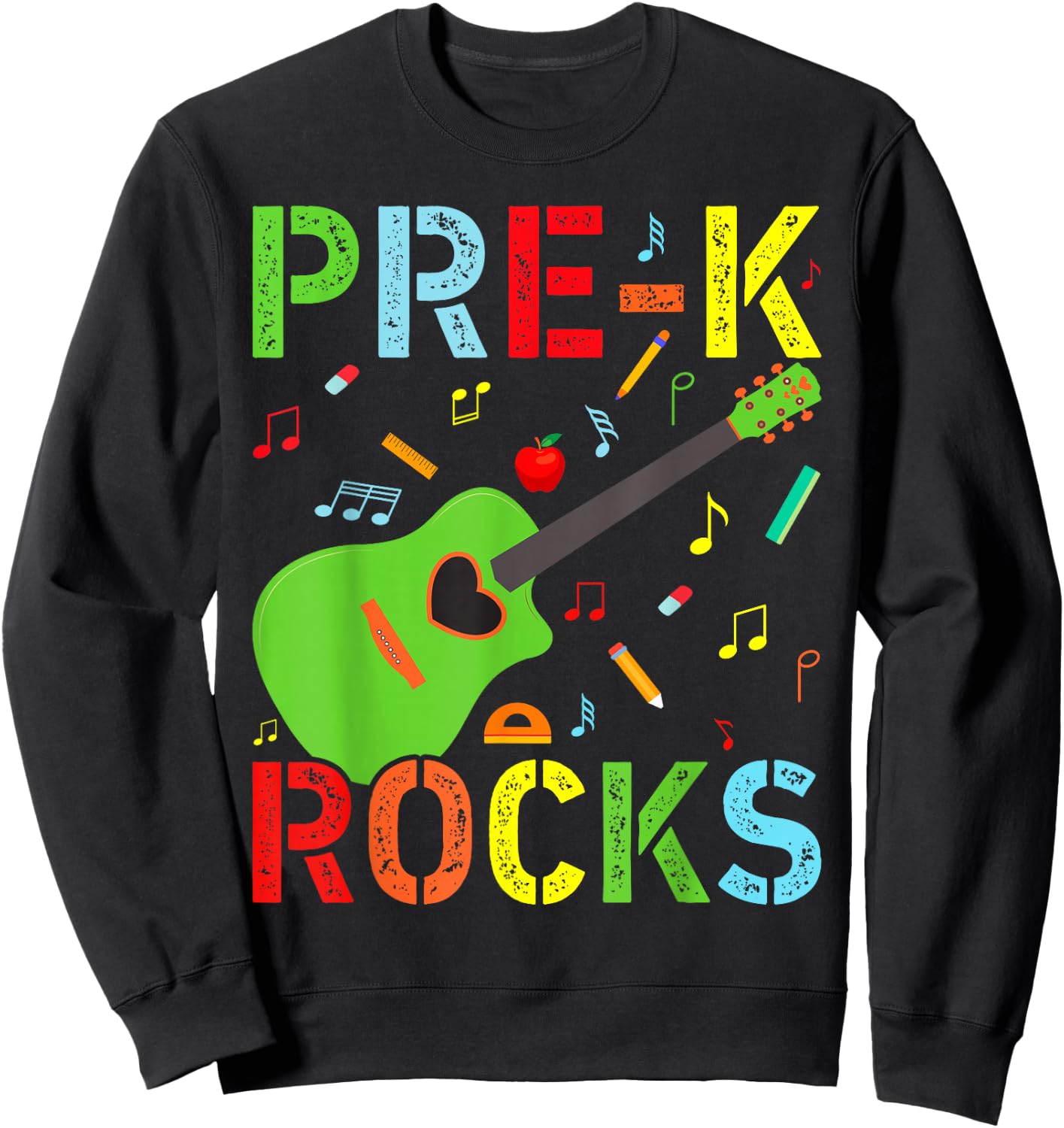 Hello Pre-K Rocks Teacher Team Vibes Rockstar Sweatshirt - Sweatshirt | Black