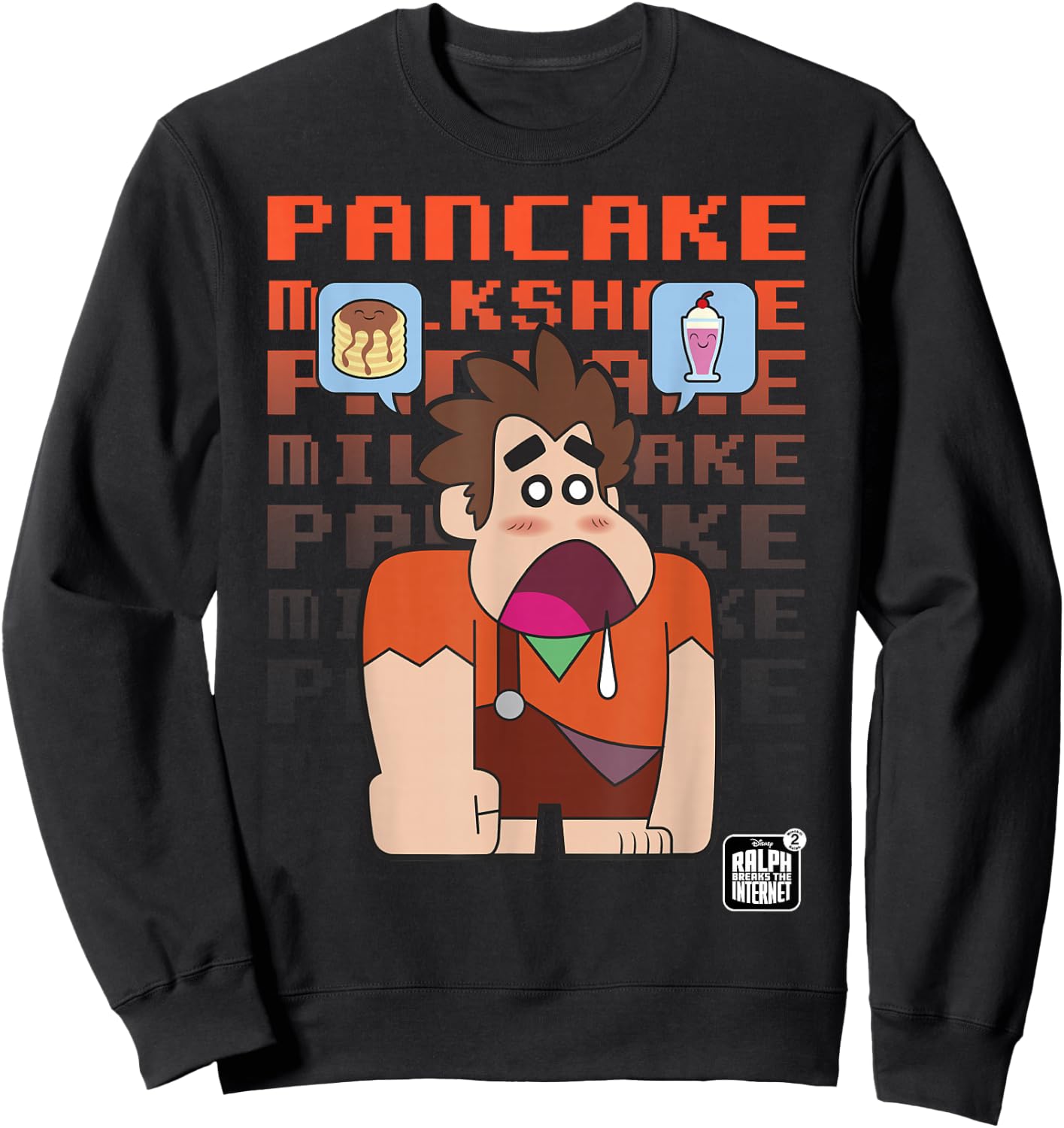 Disney Wreck-It Ralph Pancake Milkshake Stack Sweatshirt - Sweatshirt | Black