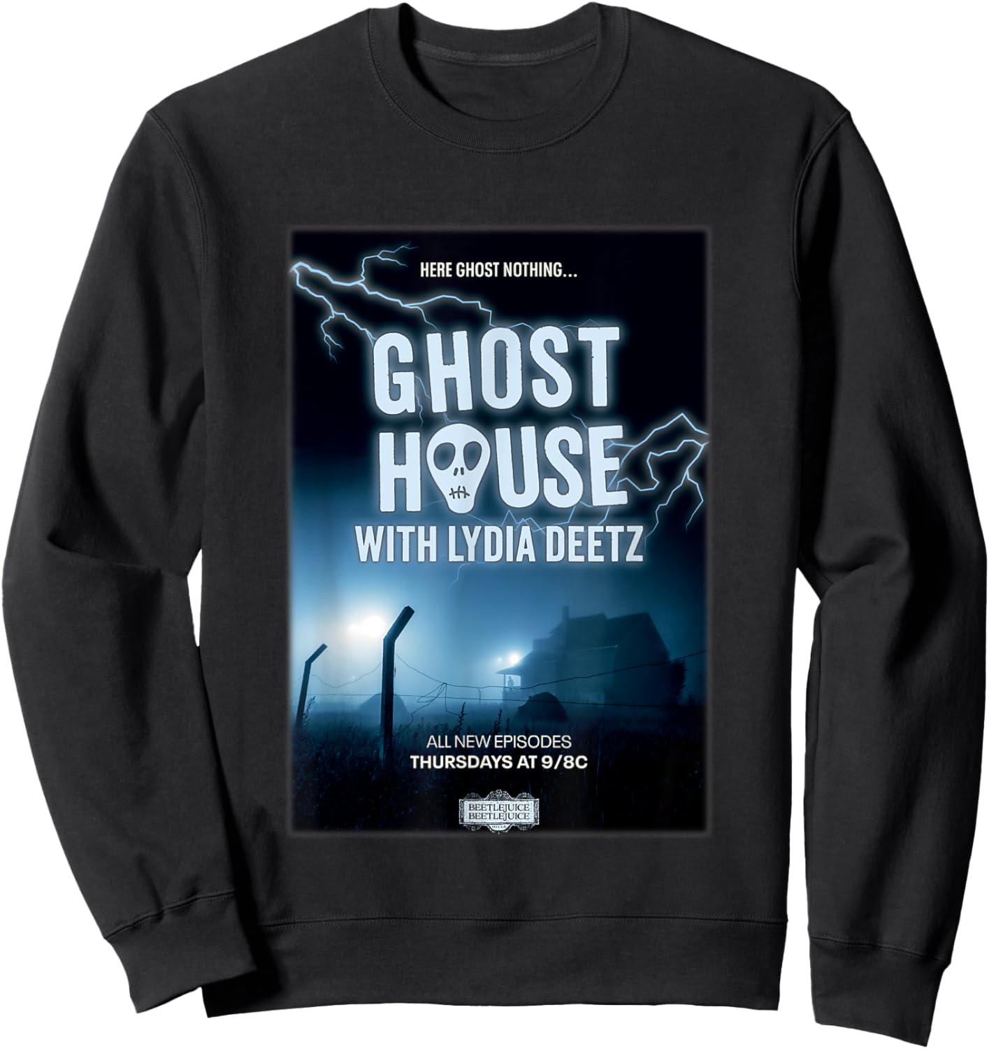 Beetlejuice Beetlejuice Ghost House With Lydia Deetz Poster Sweatshirt - Sweatshirt | Black