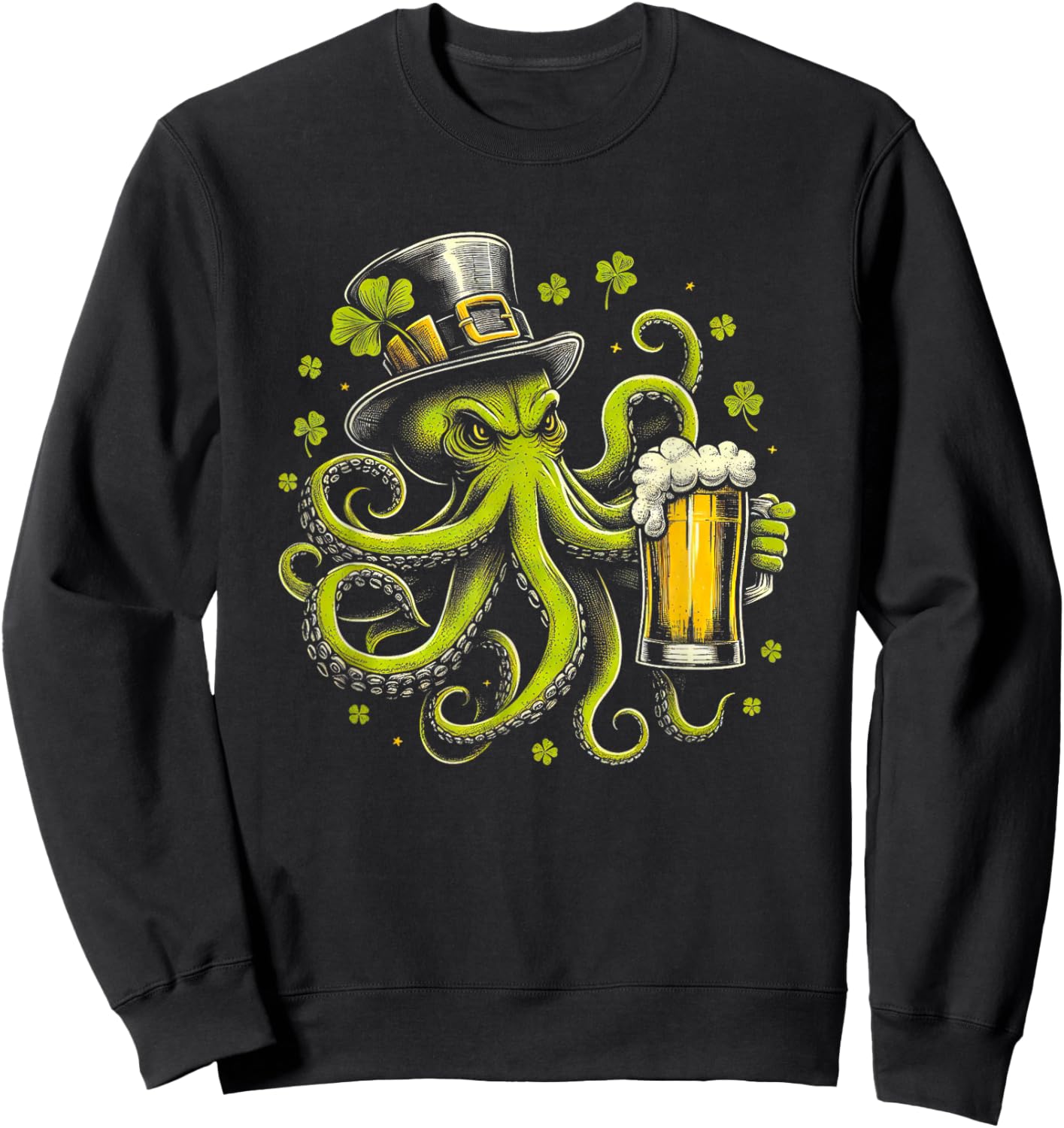Irish Octopus With Beer St. Patrick's Day Ireland Sweatshirt - Sweatshirt | Black