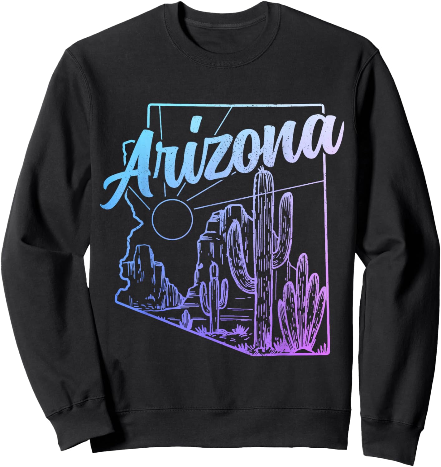 Arizona AZ Pride Cactus Desert State Map Sweatshirt - Sweatshirt | Black
