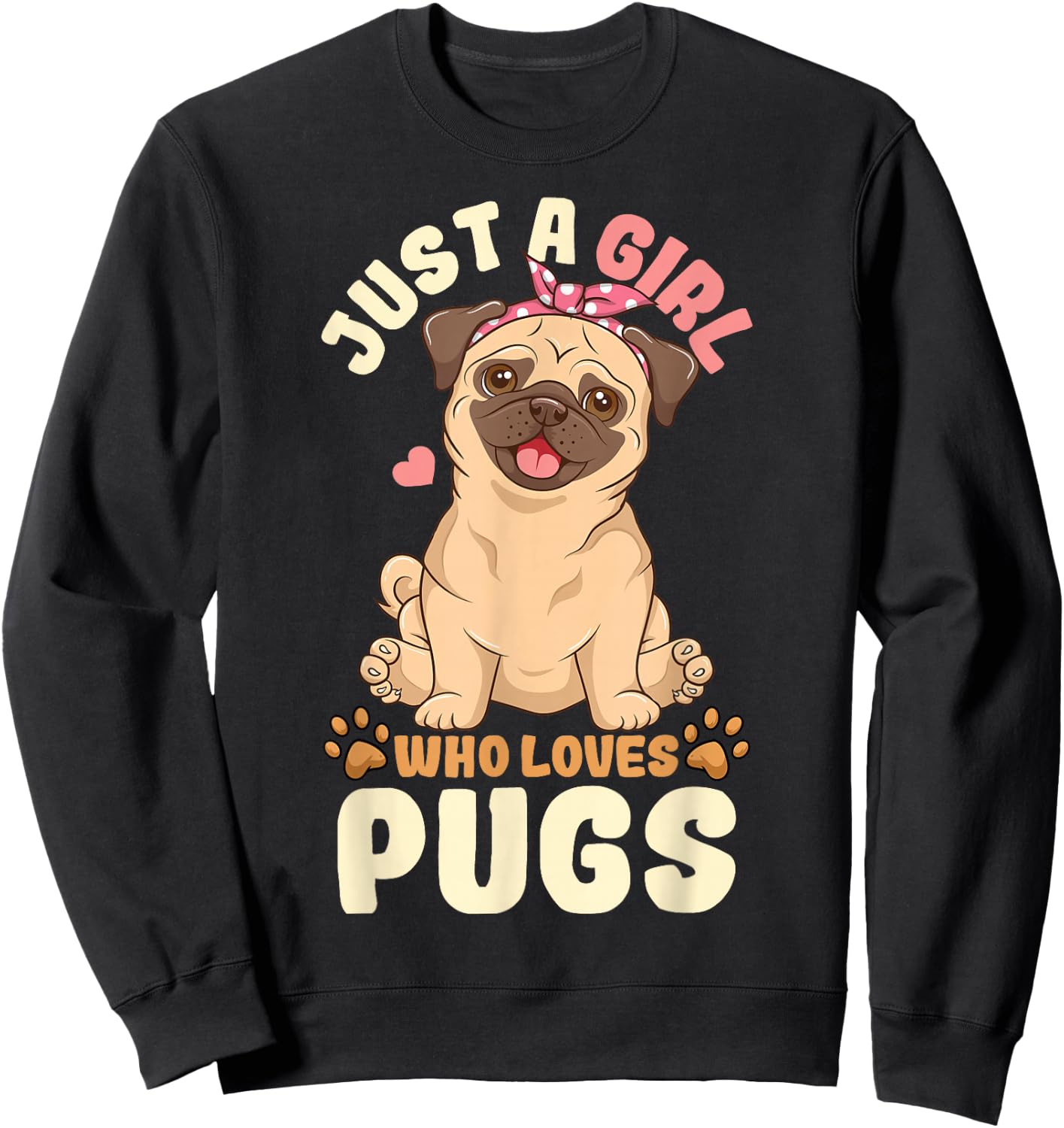 Pug Love Girl Sweatshirt - Sweatshirt | Black
