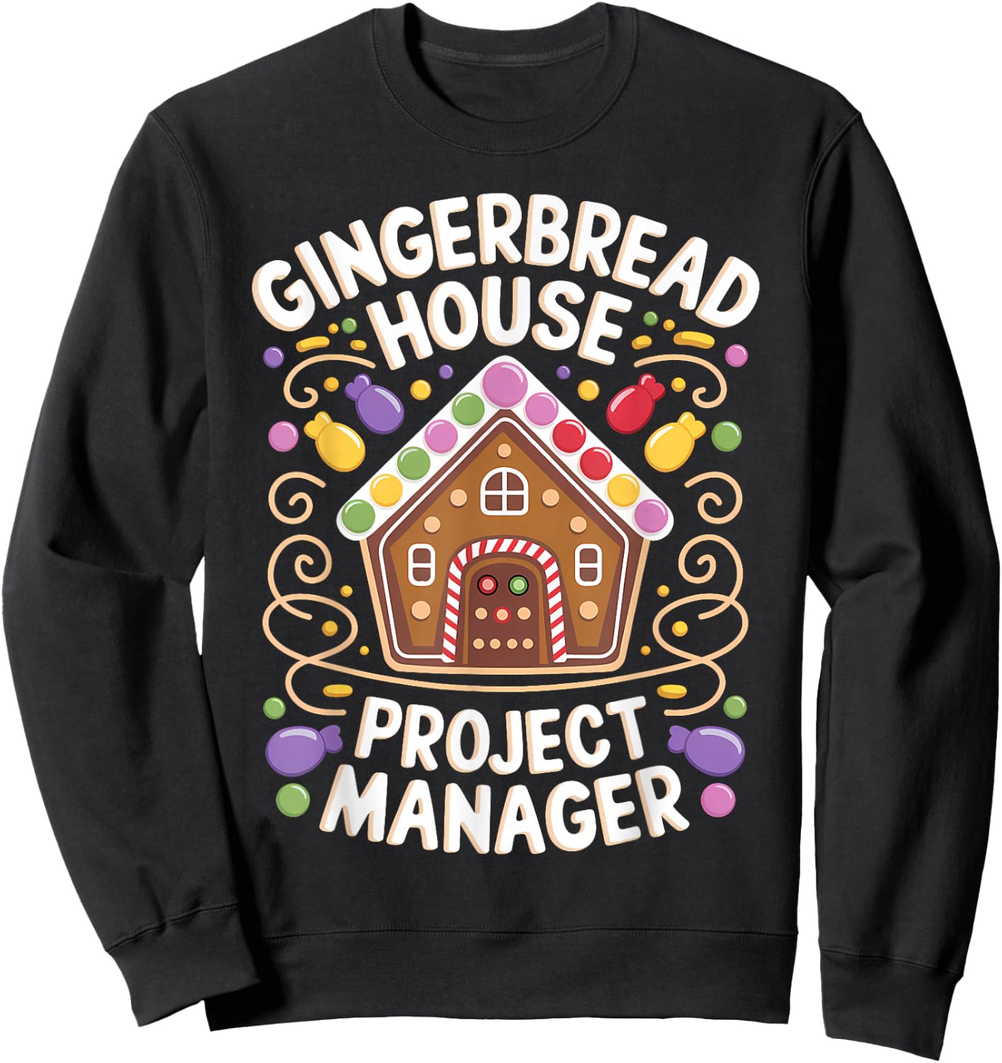 Gingerbread House Project manager Decorating Baking Xmas Sweatshirt - Sweatshirt | Black