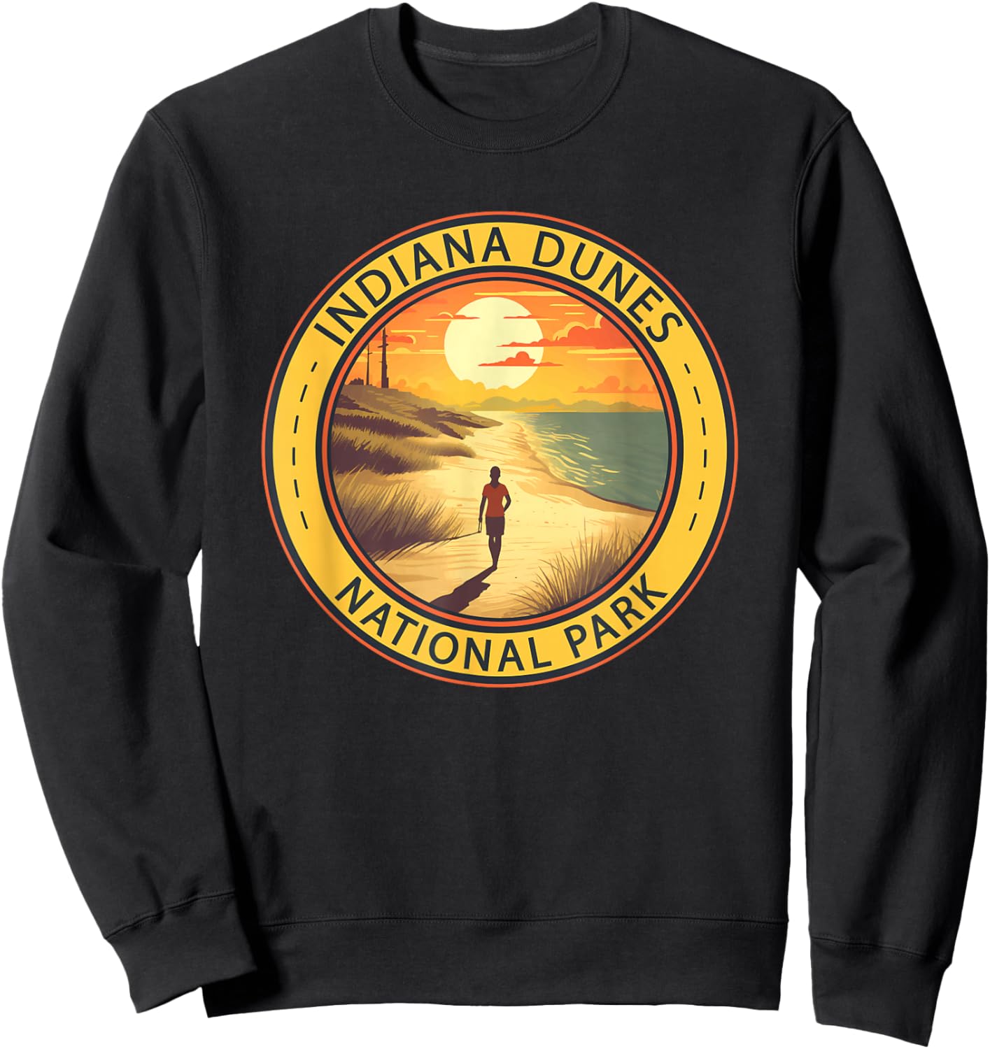 Indiana Dunes National Park Illustration Travel Art Sweatshirt - Sweatshirt | Black