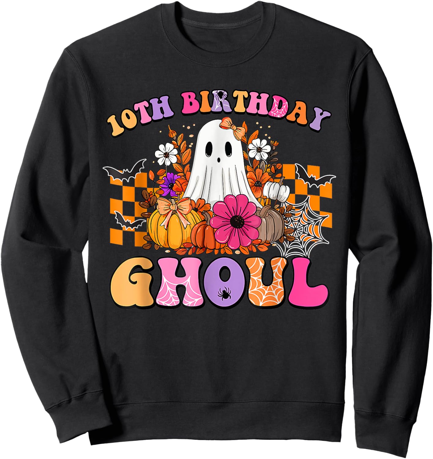 Halloween Ghoul 10 Year Old 10th Birthday Spooky Ghost Sweatshirt - Sweatshirt | Black