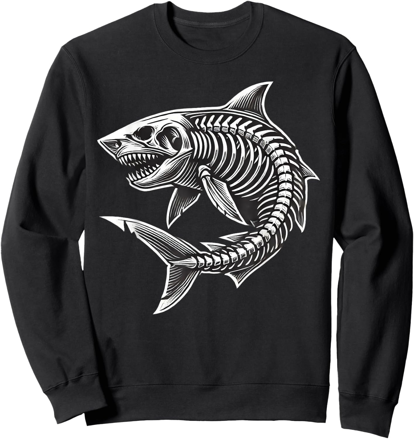 Shark Skeleton Halloween Sweatshirt - Sweatshirt | Black
