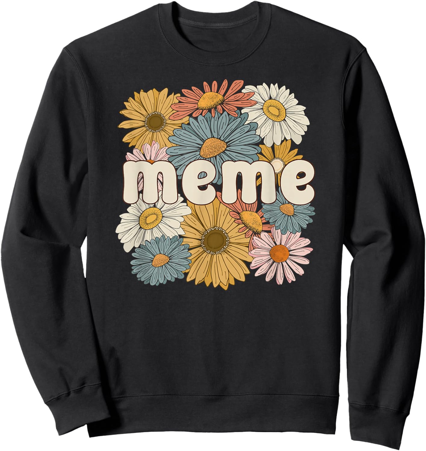 Groovy Meme Grandmother Flowers Meme Grandma Sweatshirt - Sweatshirt | Black