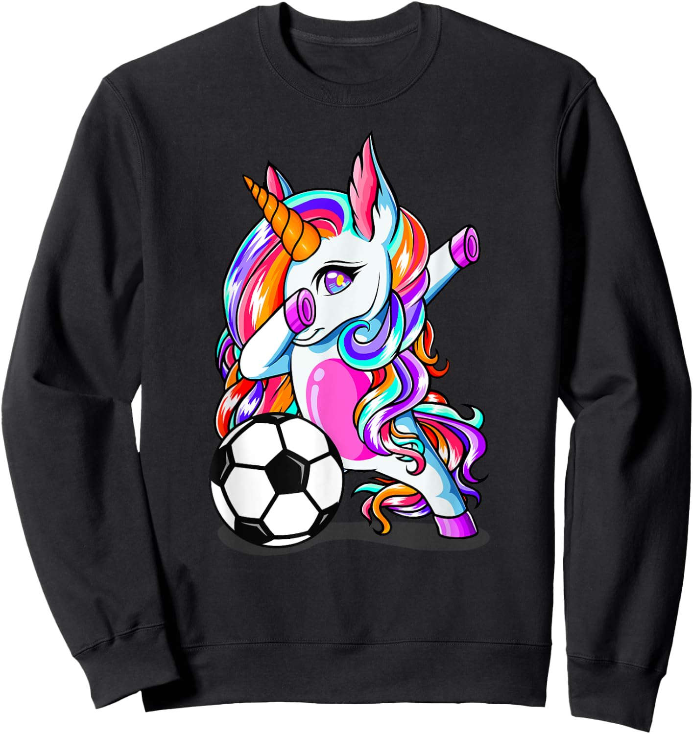Dabbing Unicorn Football Funny Sport Soccer Lover Girl Gifts Sweatshirt - Sweatshirt | Black
