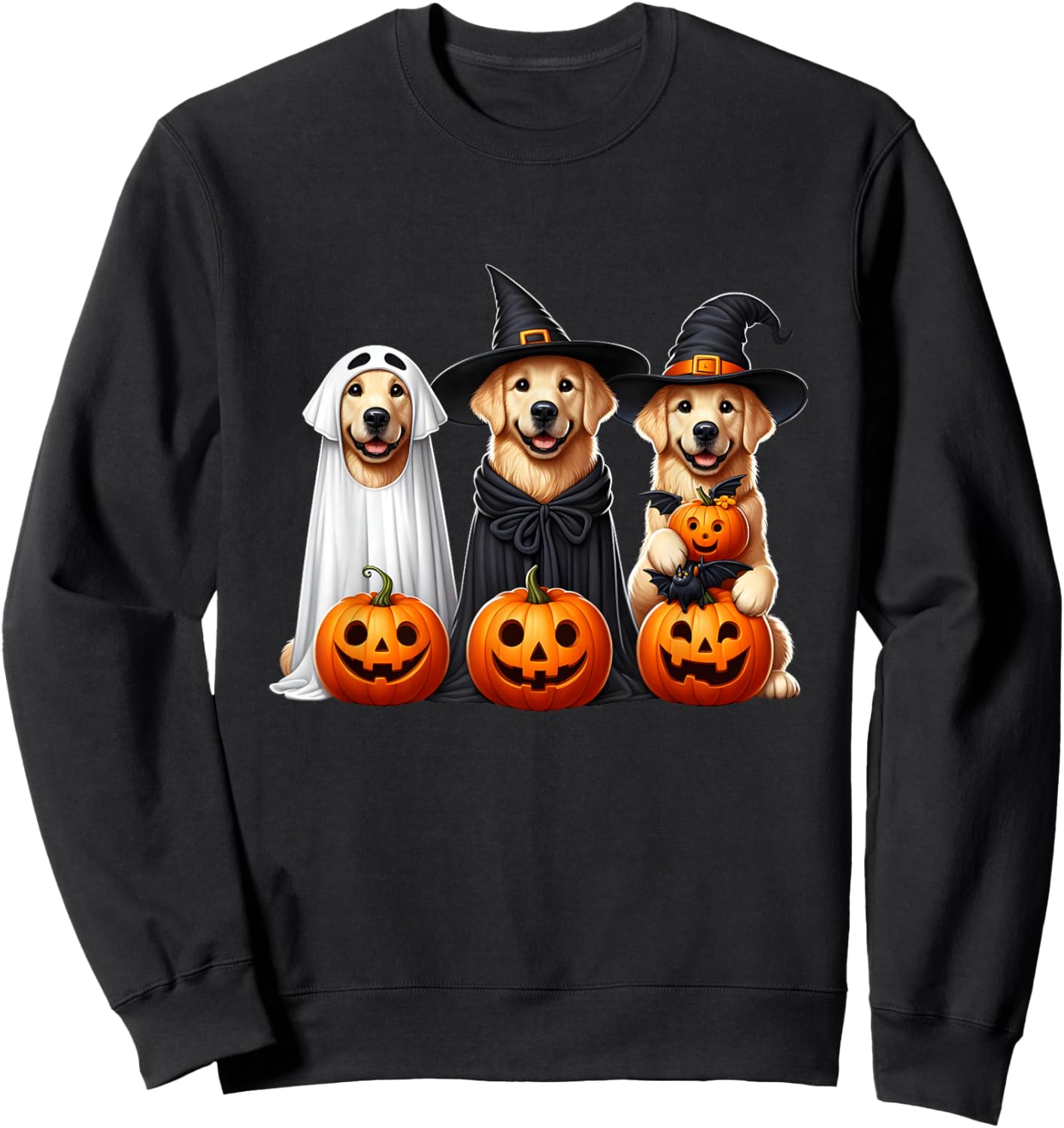 Golden Retriever Ghost Halloween Dog Lovers Sweatshirt - Sweatshirt | Black