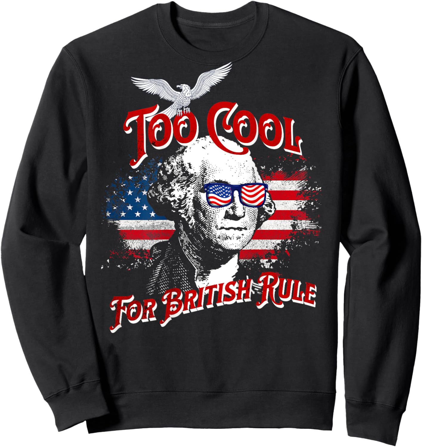 On Back Too Cool For British Rule Washington 4th of July Kids Men Sweatshirt - Sweatshirt | Black