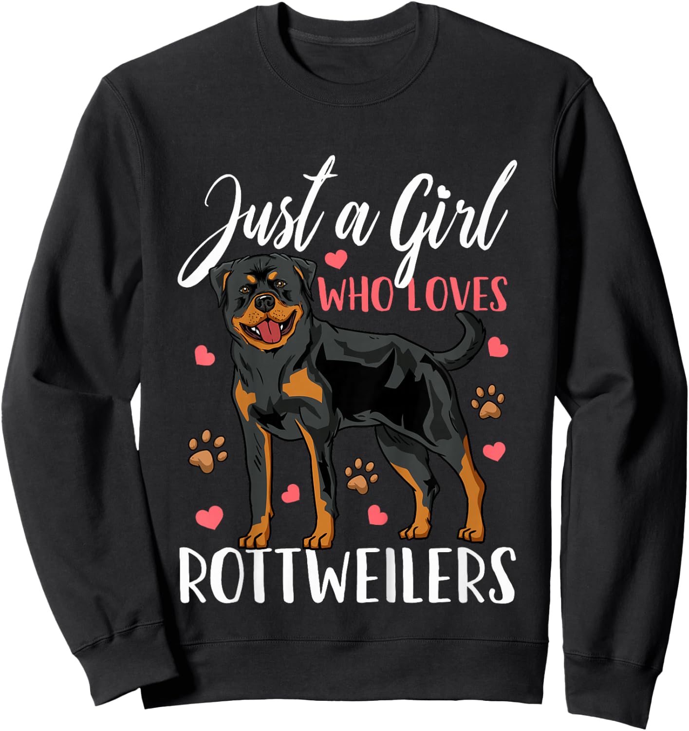 Kids Rottweiler Just A Girl Who Loves Rottweilers Gift Sweatshirt - Sweatshirt | Black