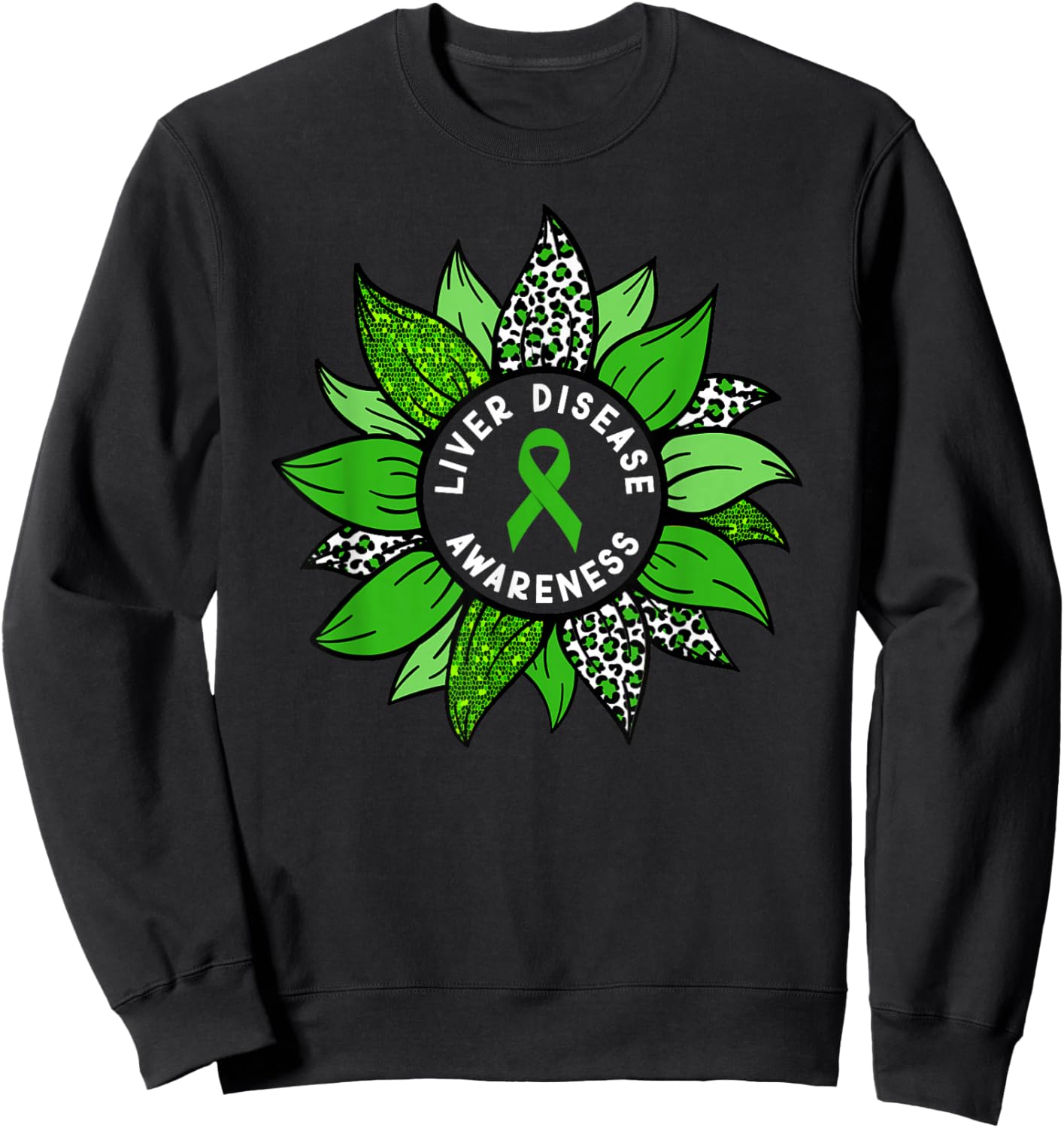 Liver Disease Awareness Month Flower Liver Disease Warrior Sweatshirt - Sweatshirt | Black