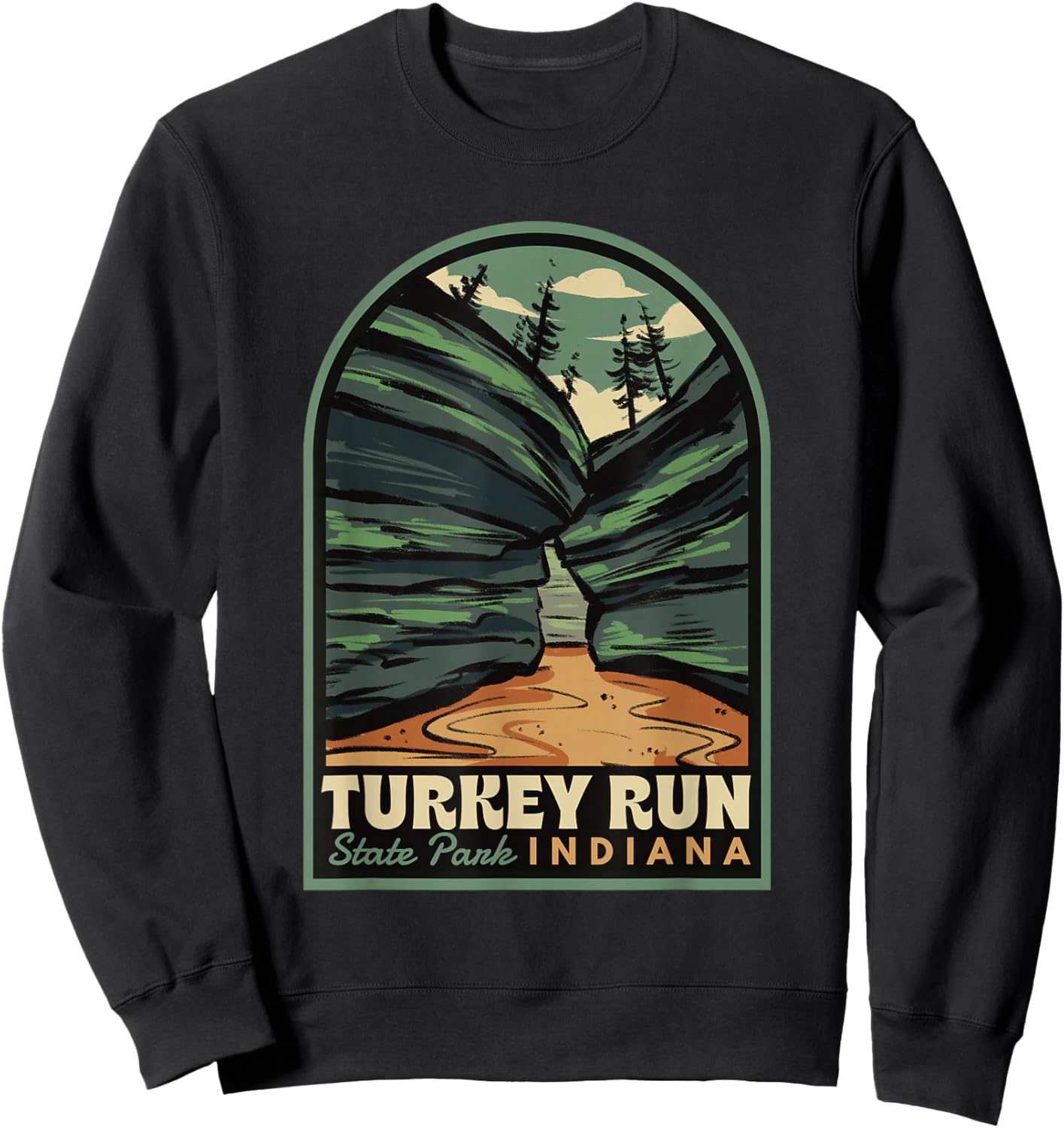 Turkey Run State Park Indiana Vintage Badge Sweatshirt - Sweatshirt | Black