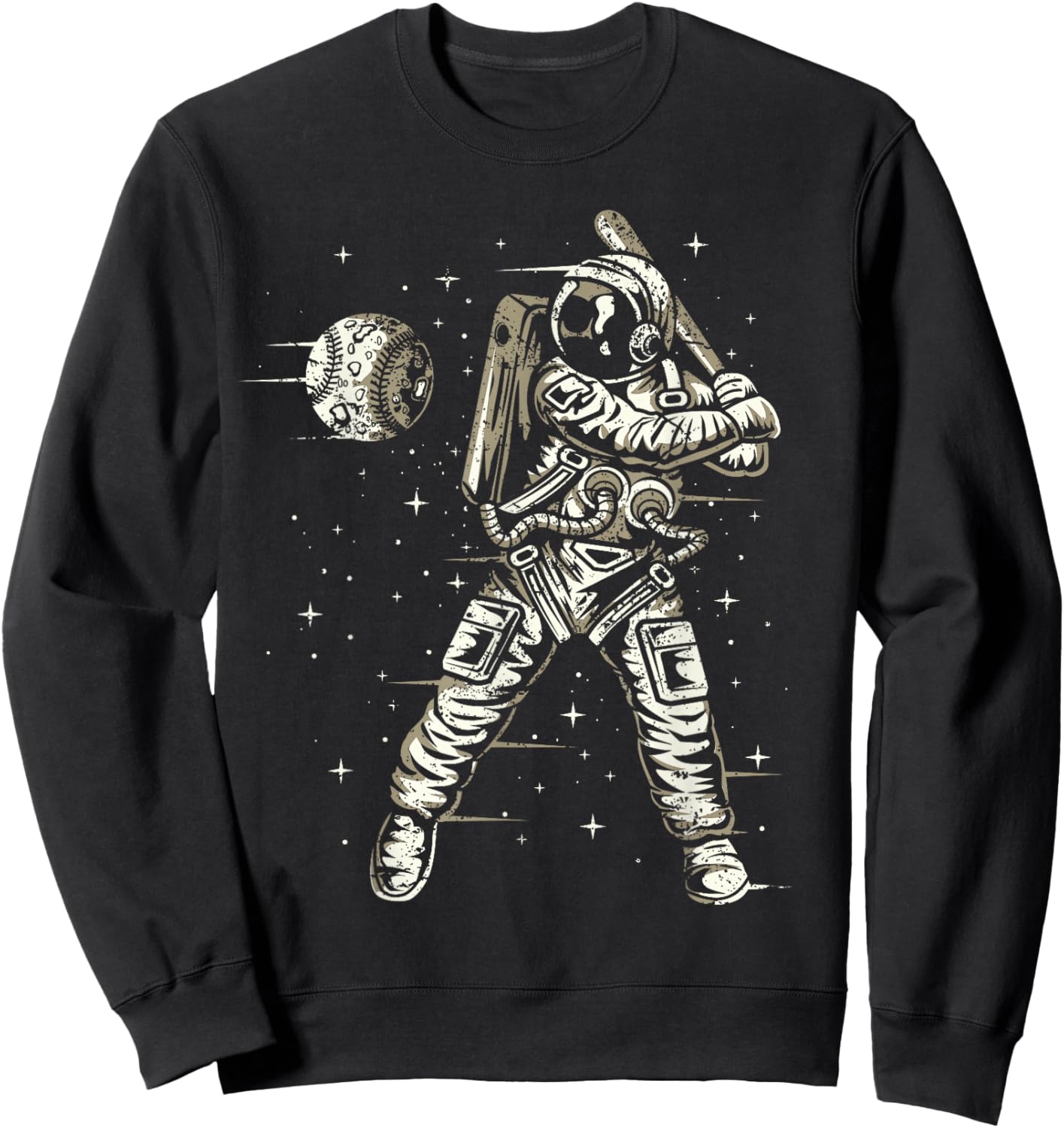 Funny Vintage Astronaut Boys Men Space Baseball Sweatshirt - Sweatshirt | Black