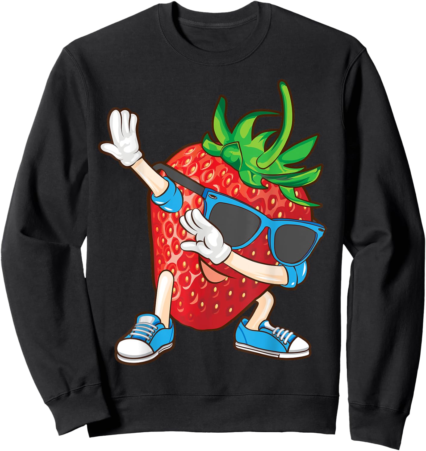 Cool Dabbing Strawberry | Funny Love Dancer Sweet Fruit Gift Sweatshirt - Sweatshirt | Black