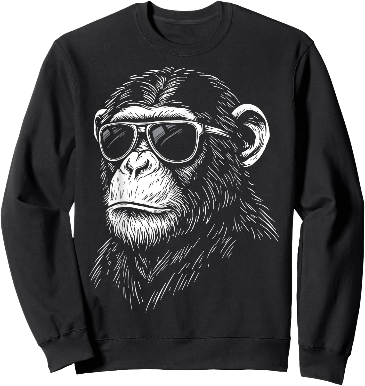 Chimpanzee Sunglasses Chimp Primate Wildlife Sweatshirt - Sweatshirt | Black