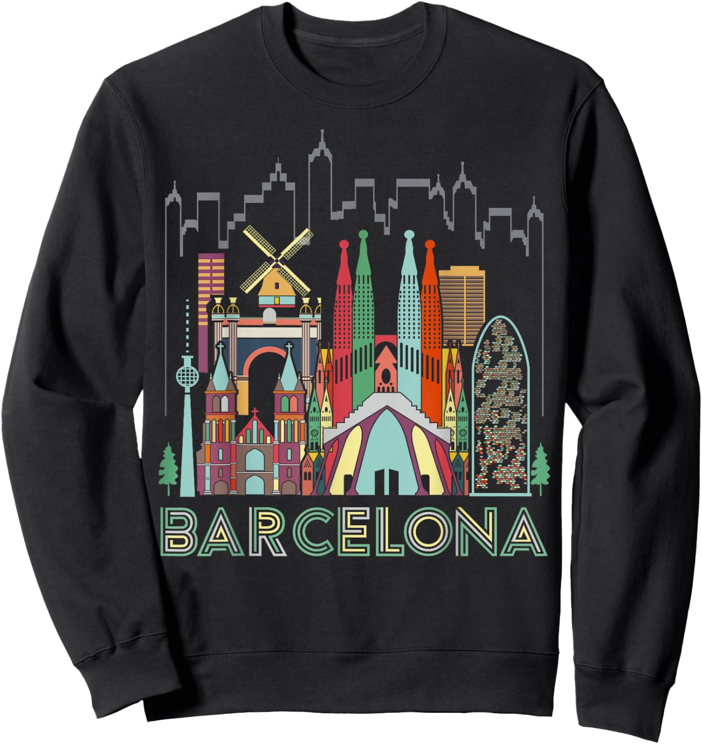 Fun Travel Spain Barcelona Vacation Gift Design Idea Sweatshirt - Sweatshirt | Black