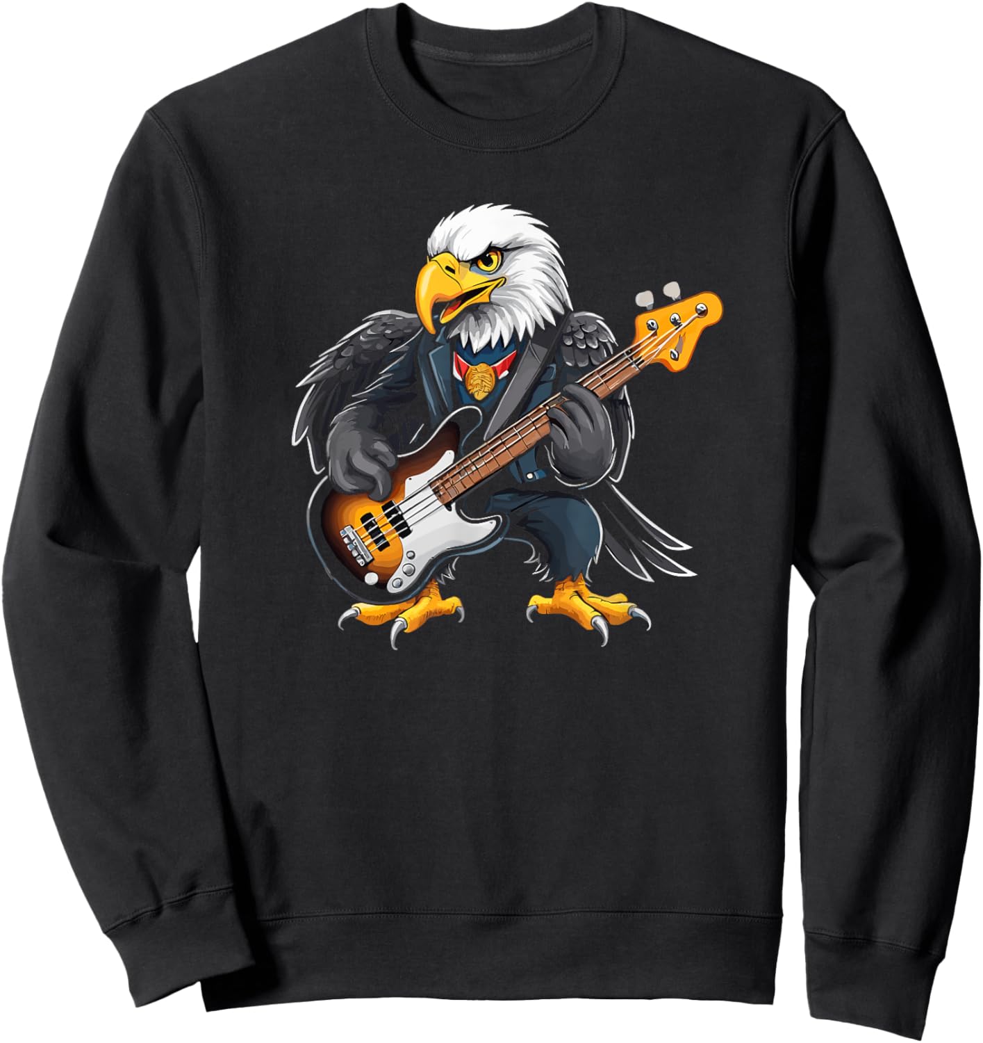 Eagle playing Electric Guitar, Eagle Guitarist Sweatshirt - Sweatshirt | Black